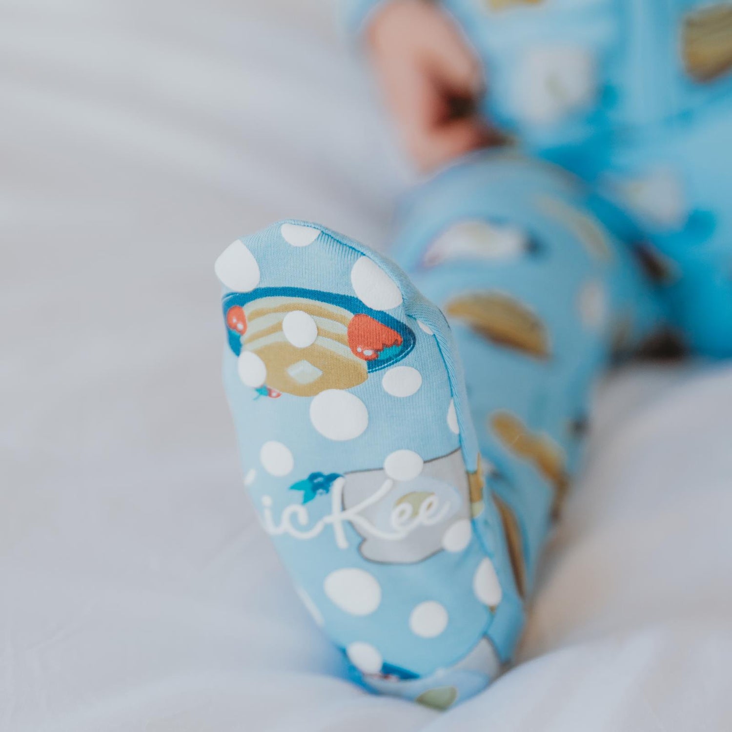 Print Footie with 2 Way Zipper in Seaside Blue Breakfast in Bed (359149)