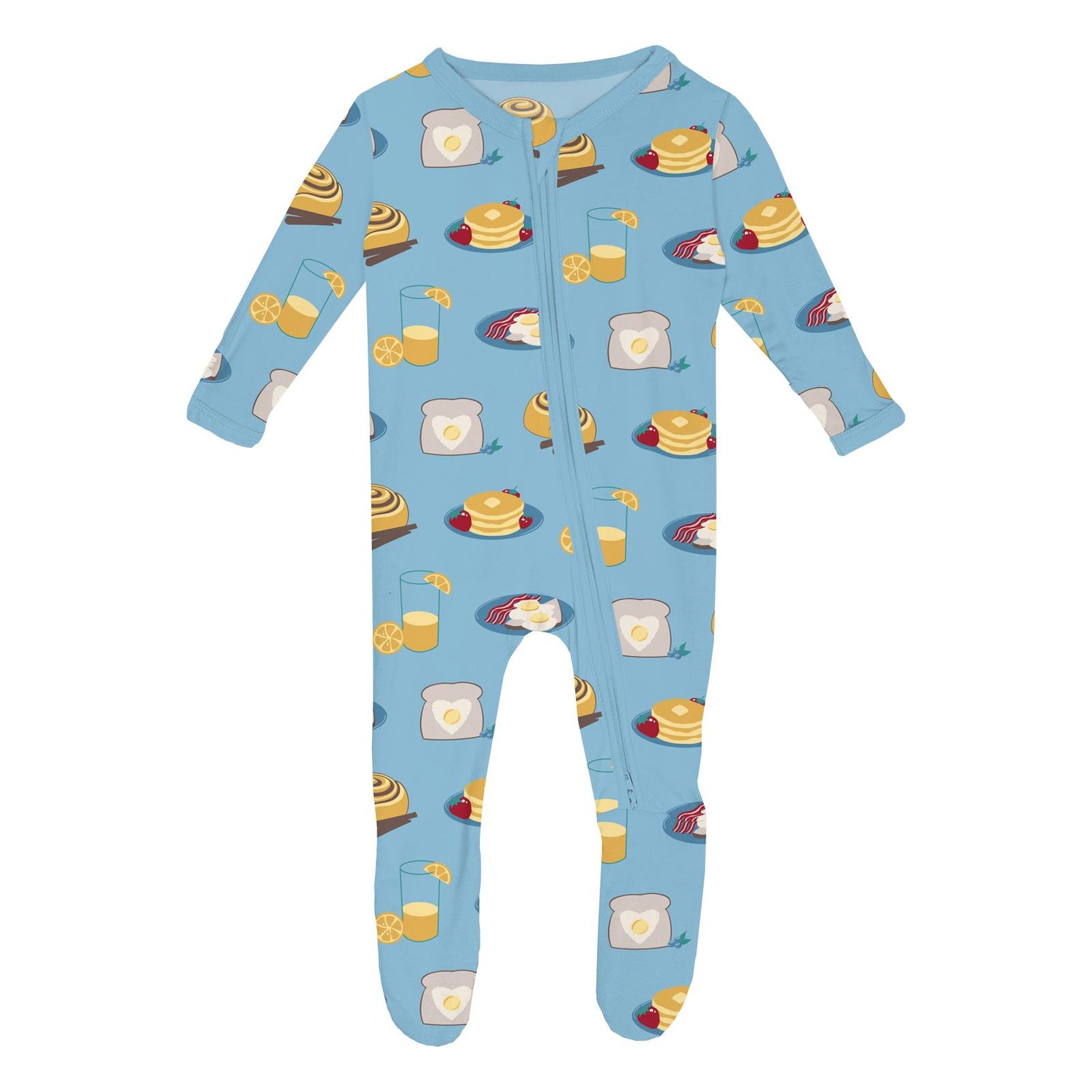Print Footie with 2 Way Zipper in Seaside Blue Breakfast in Bed (359154)