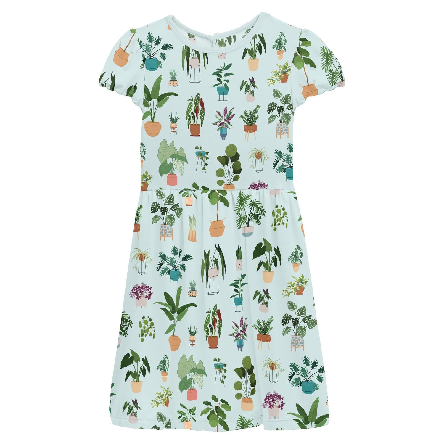 Print Flutter Sleeve Twirl Dress with Pockets in Fresh Air House Plants (314330)