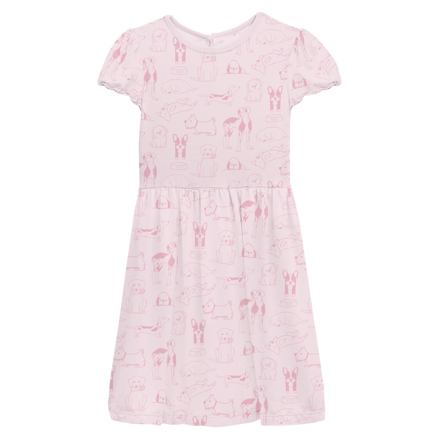 Print Flutter Sleeve Twirl Dress with Pockets in Shrinking Violet Dogs (314349)