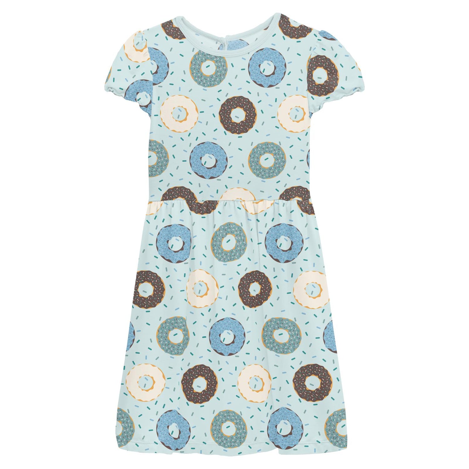 Print Flutter Sleeve Twirl Dress with Pockets in Fresh Air Donuts and Sprinkles (314604)
