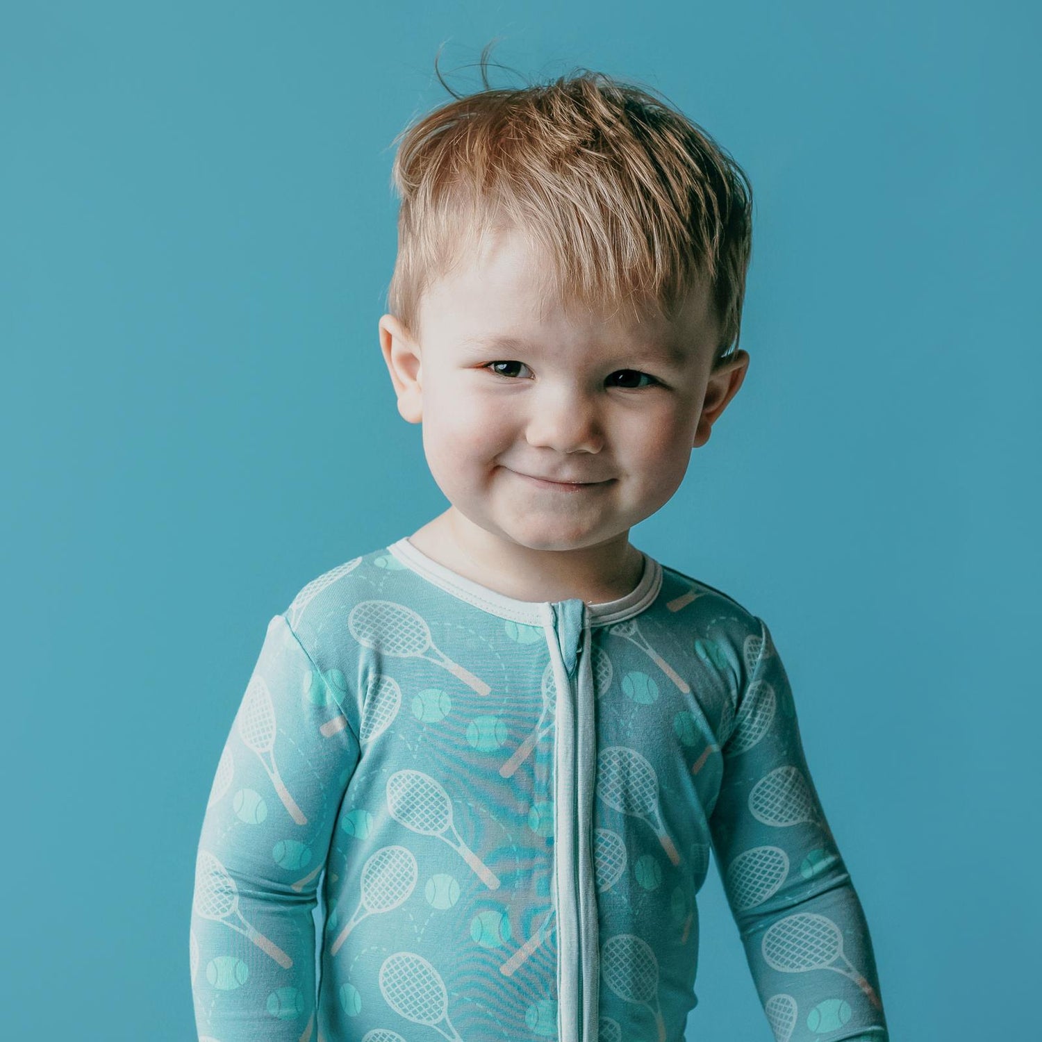 Print Footie with 2 Way Zipper in Jade Tennis (362347)