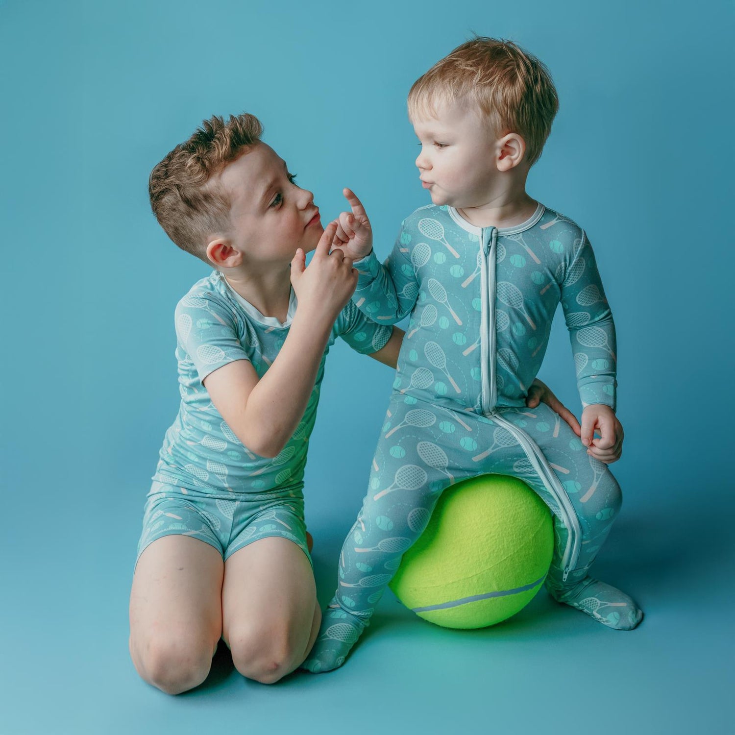 Print Footie with 2 Way Zipper in Jade Tennis (362351)