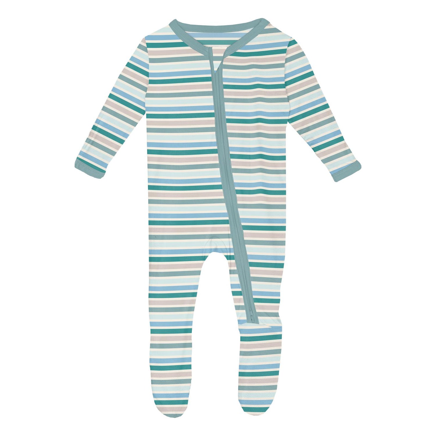 Print Footie with 2 Way Zipper in Lakeside Stripe (359148)