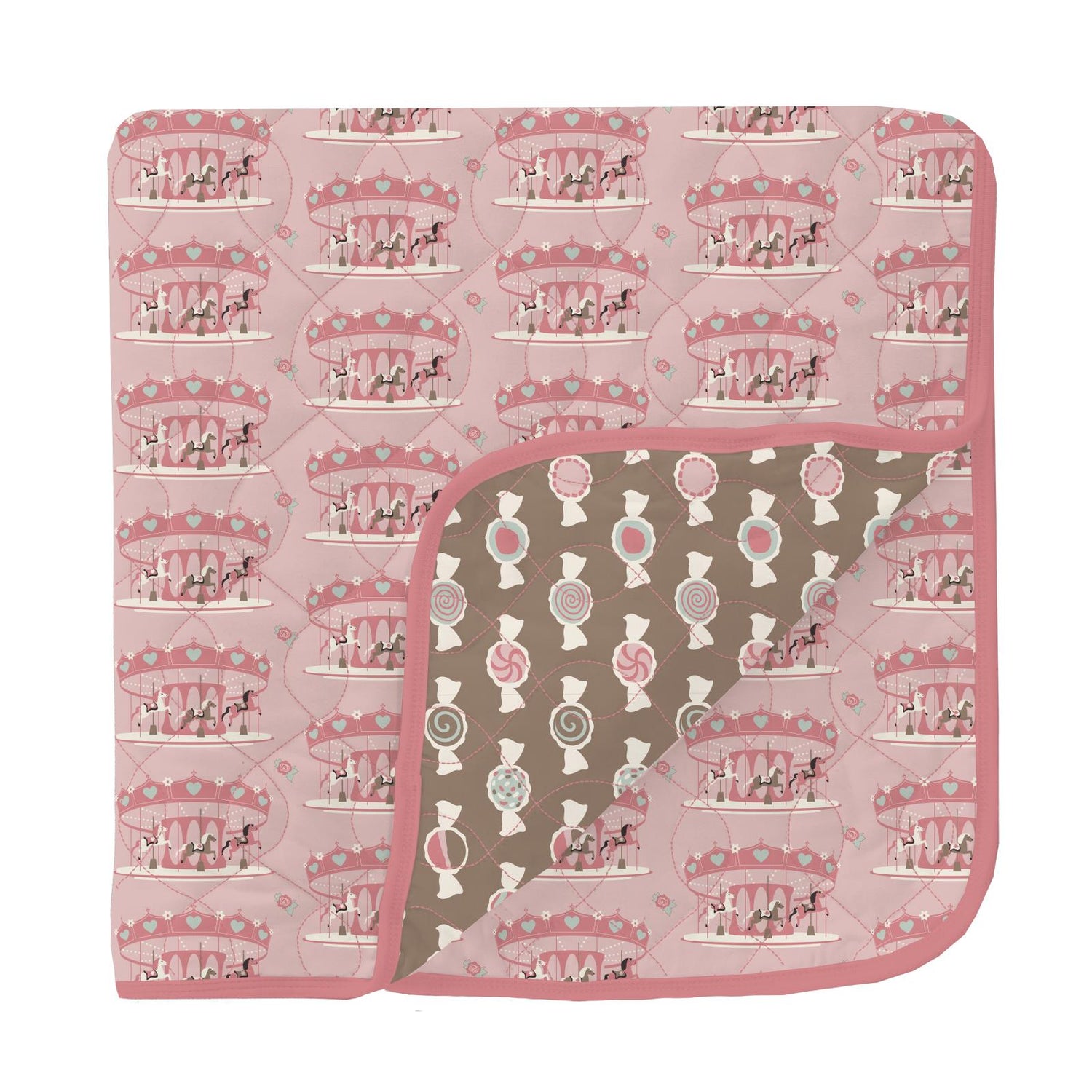 Print Quilted Toddler Blanket in Baby Rose Fair Carousel/Portabella Saltwater Taffy (333582)