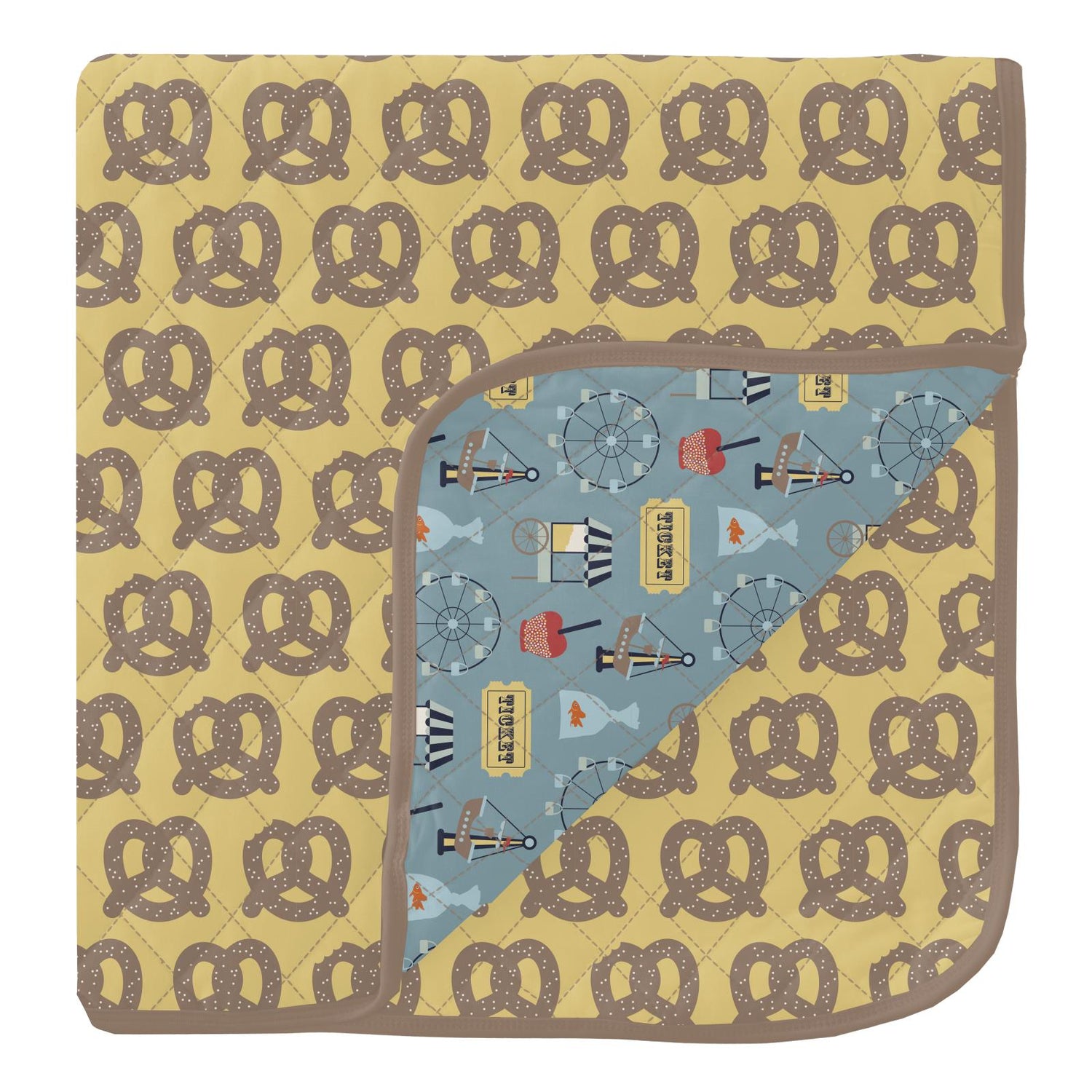 Print Quilted Toddler Blanket in Flax Giant Pretzel/Stormy Sea Fall Fair (333757)