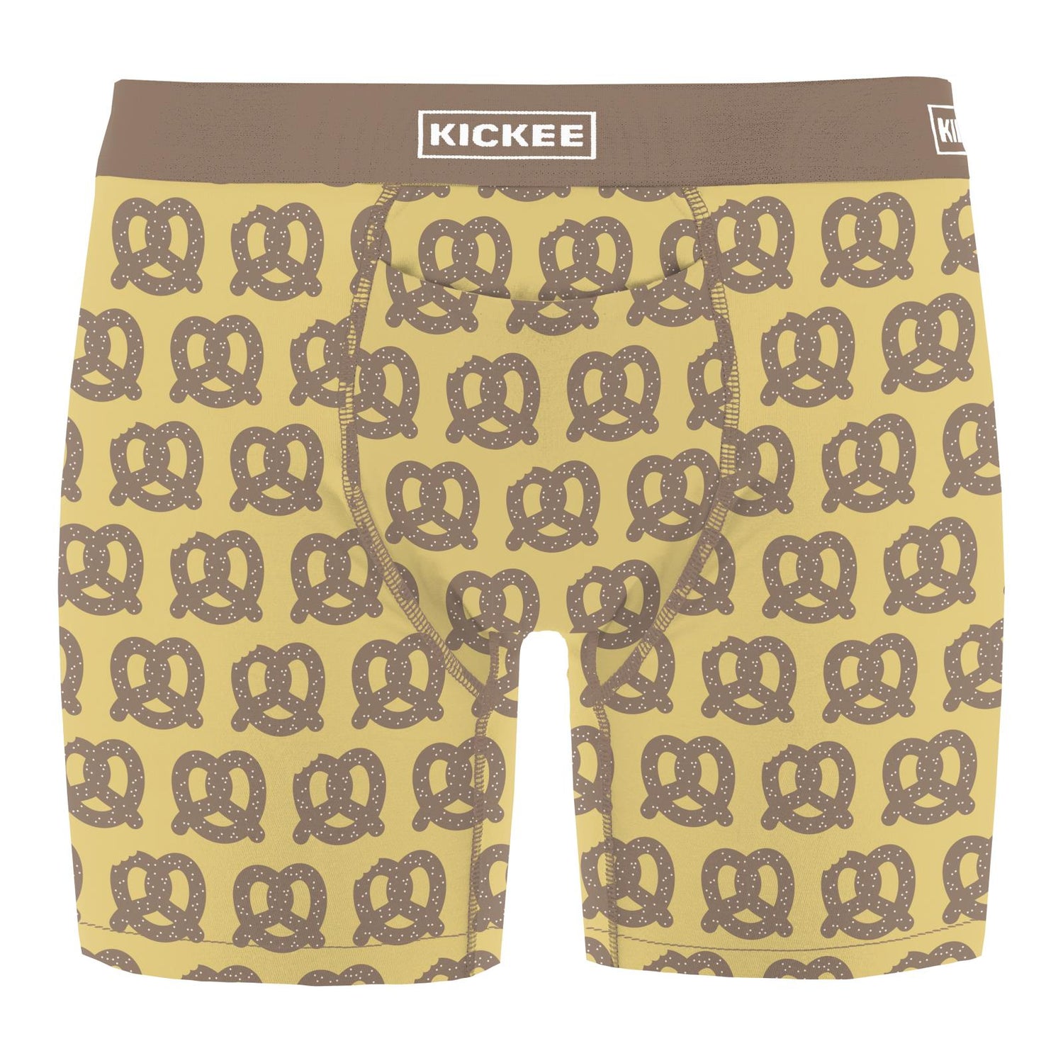 Men's Print Mid-Length Boxer Brief with Top Fly in Flax Giant Pretzel (333871)