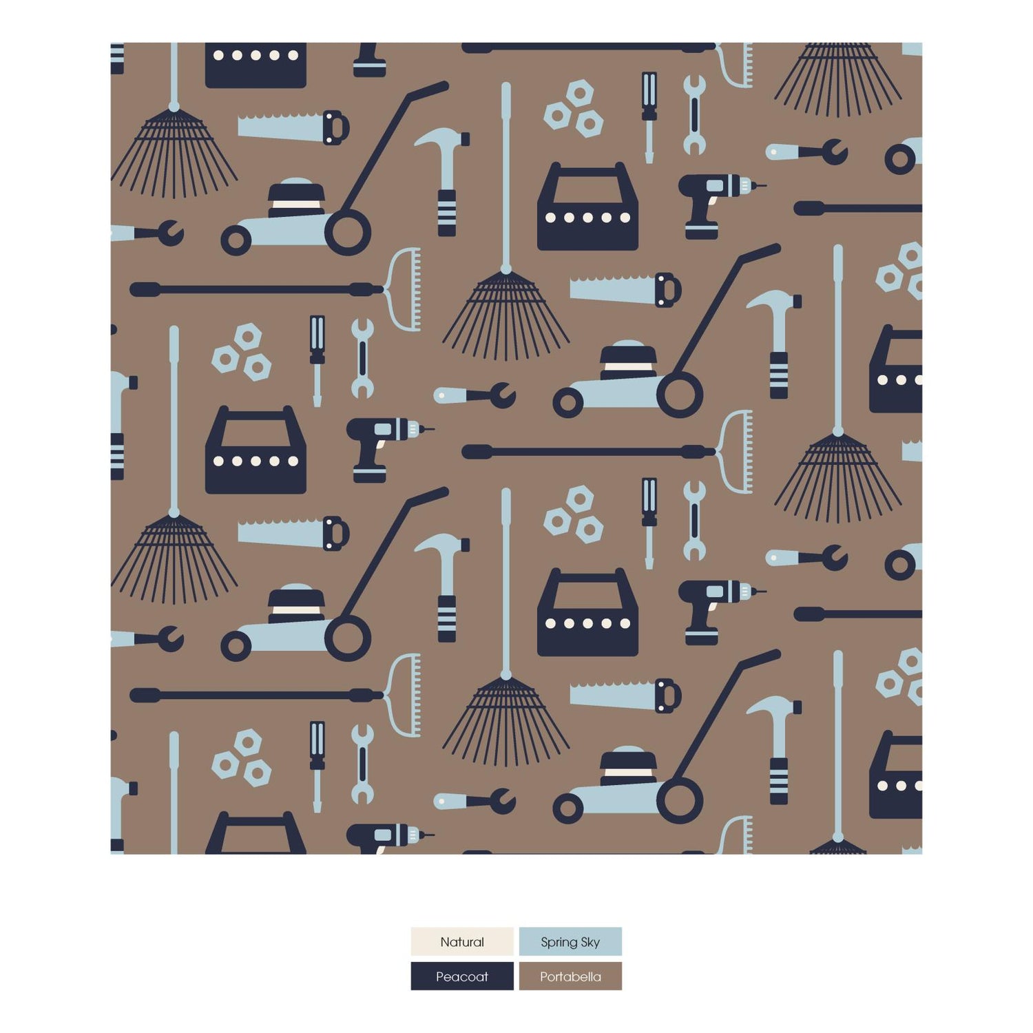 Print Quilted Stroller Blanket in Pesto Football/Portabella Fall Tools (334080)