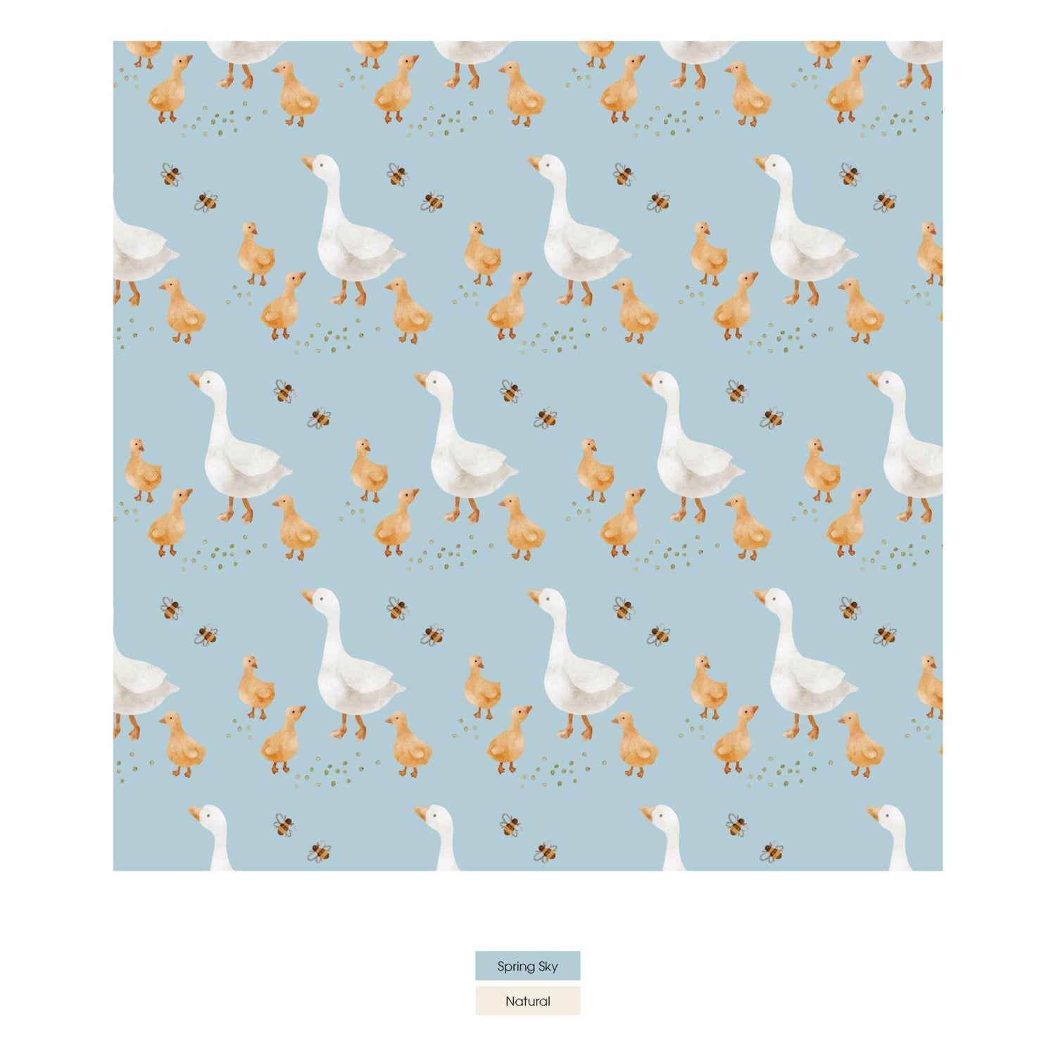 Print Quilted Stroller Blanket in Stormy Sea Sunflower/Spring Sky Feeding Ducks (333653)