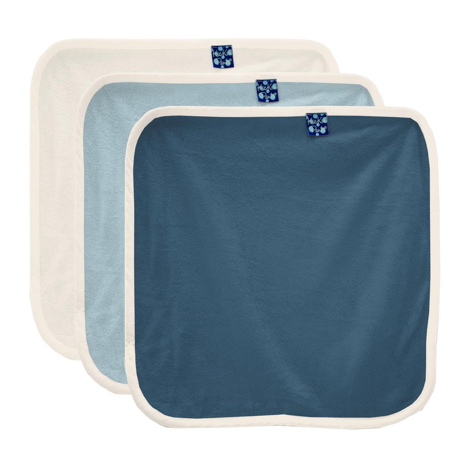 Bamboo Terry Baby Washcloth Set of 3 in Deep Sea, Summer Sky & Natural (360530)