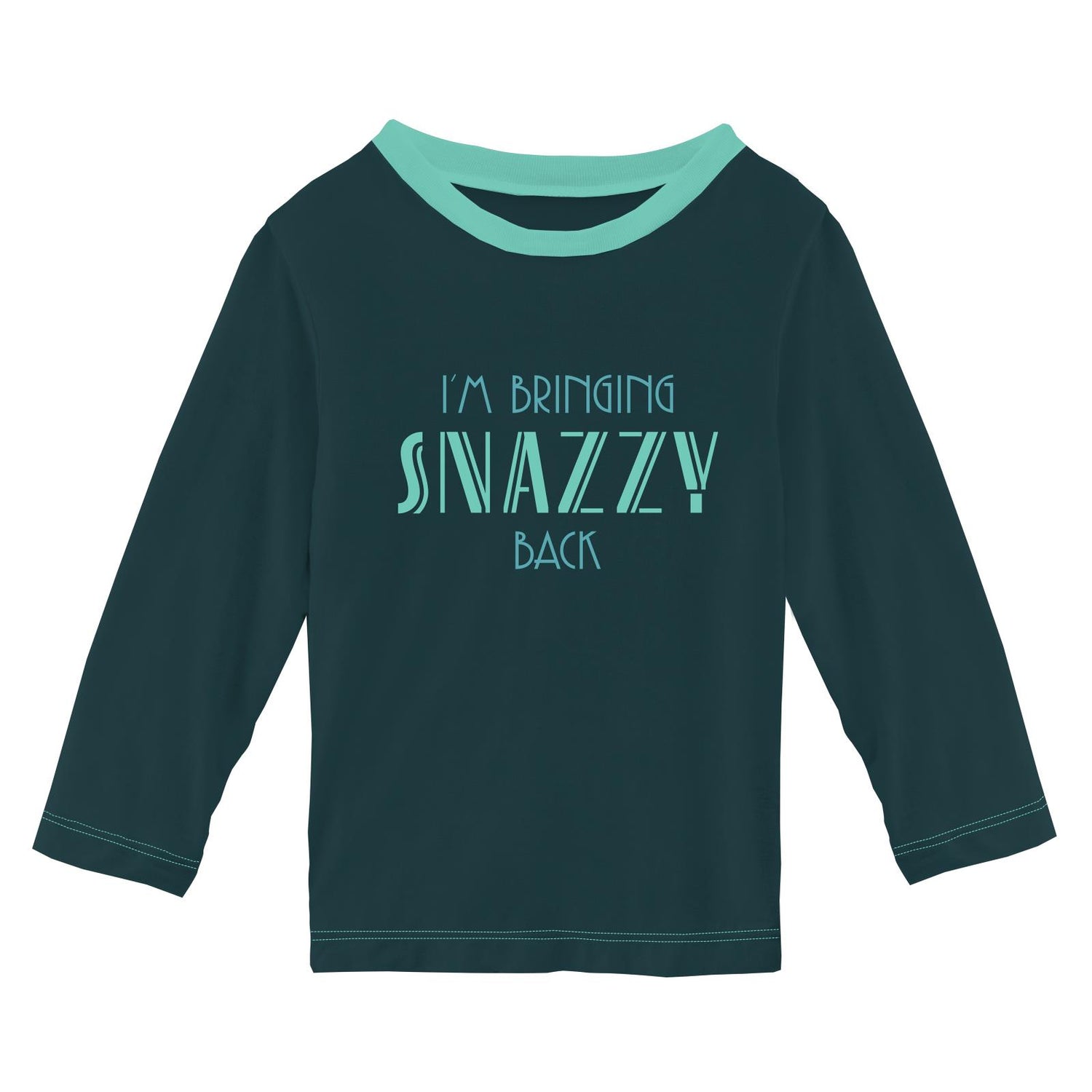 Long Sleeve Graphic Crew Neck Tee in Pine I'm Bringing Snazzy Back (235785)