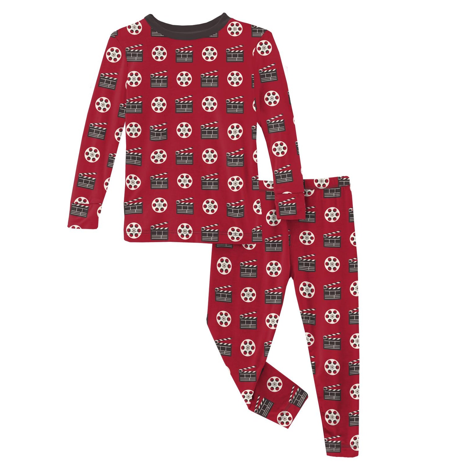 Print Long Sleeve Pajama Set in Candy Apple Clapper Board and Film (236539)