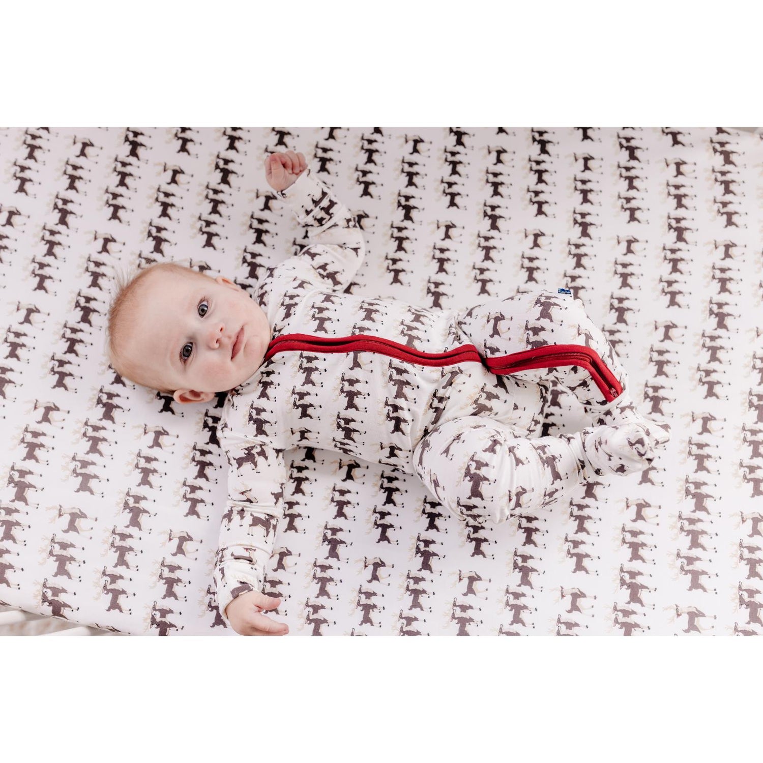 Print Grow-with-Me Crib to Twin Fitted Sheet in Natural Rudolph