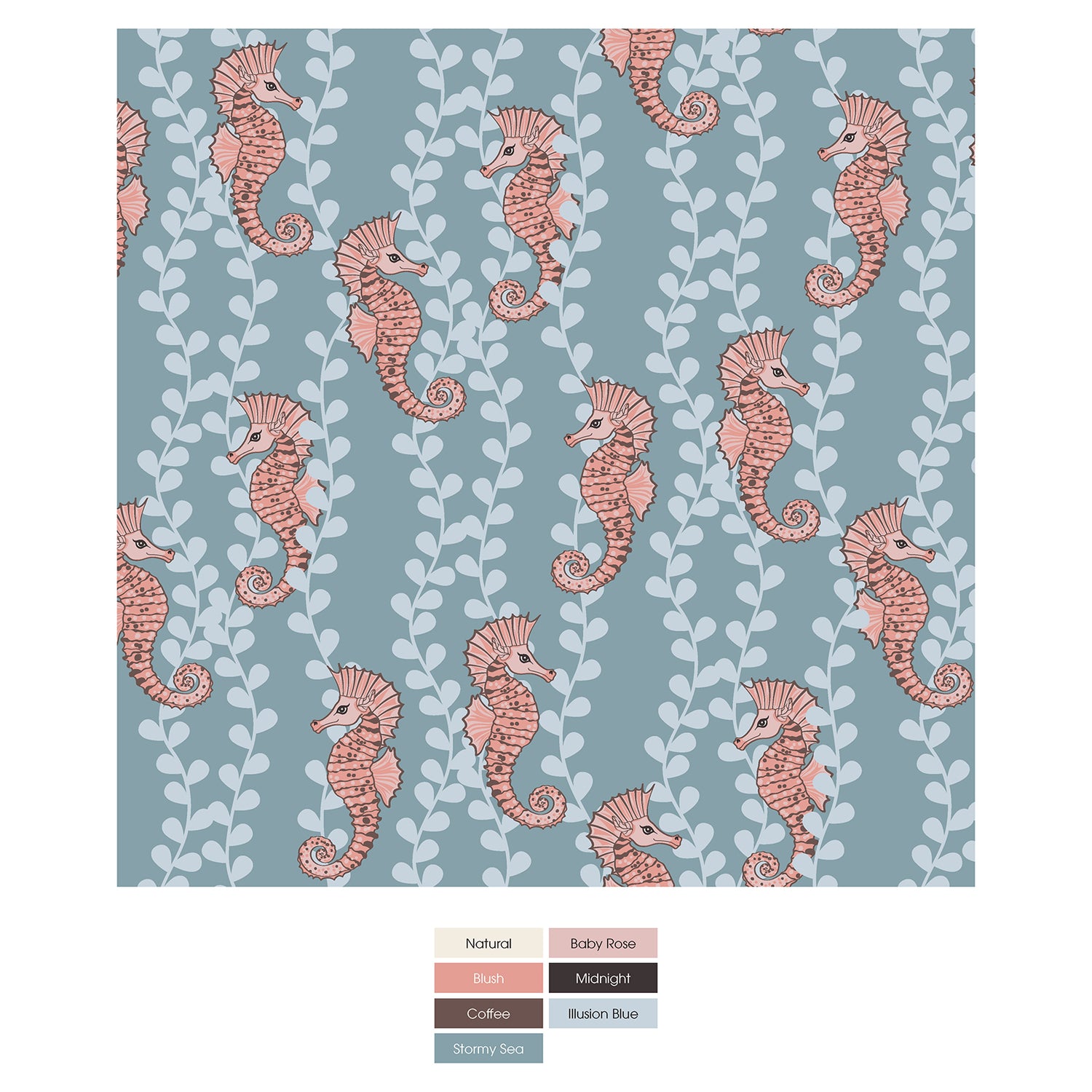 Print Long Sleeve Playtime Outfit Set in Stormy Sea Seahorses (309983)
