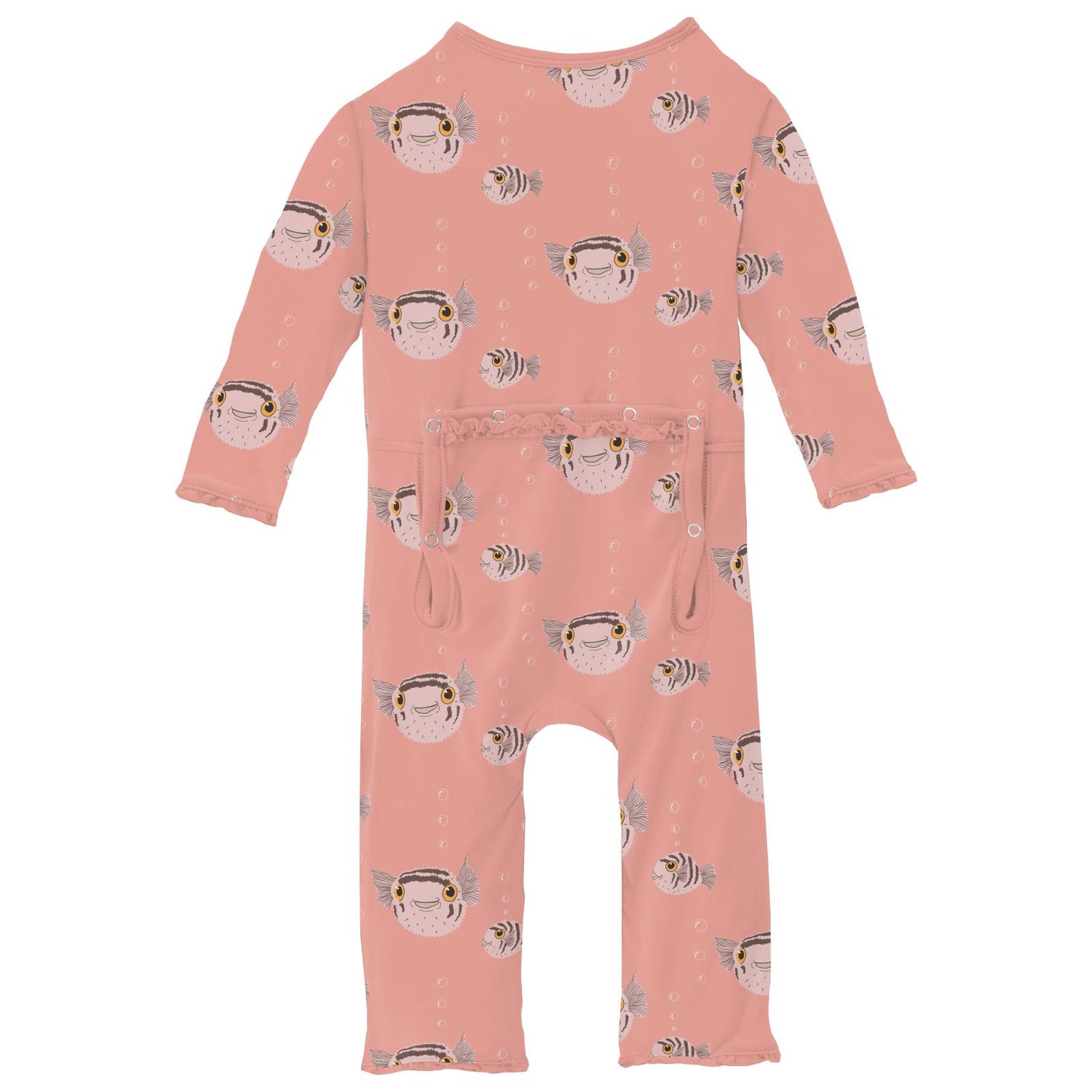 Print Muffin Ruffle Coverall with 2 Way Zipper in Blush Puffer Family