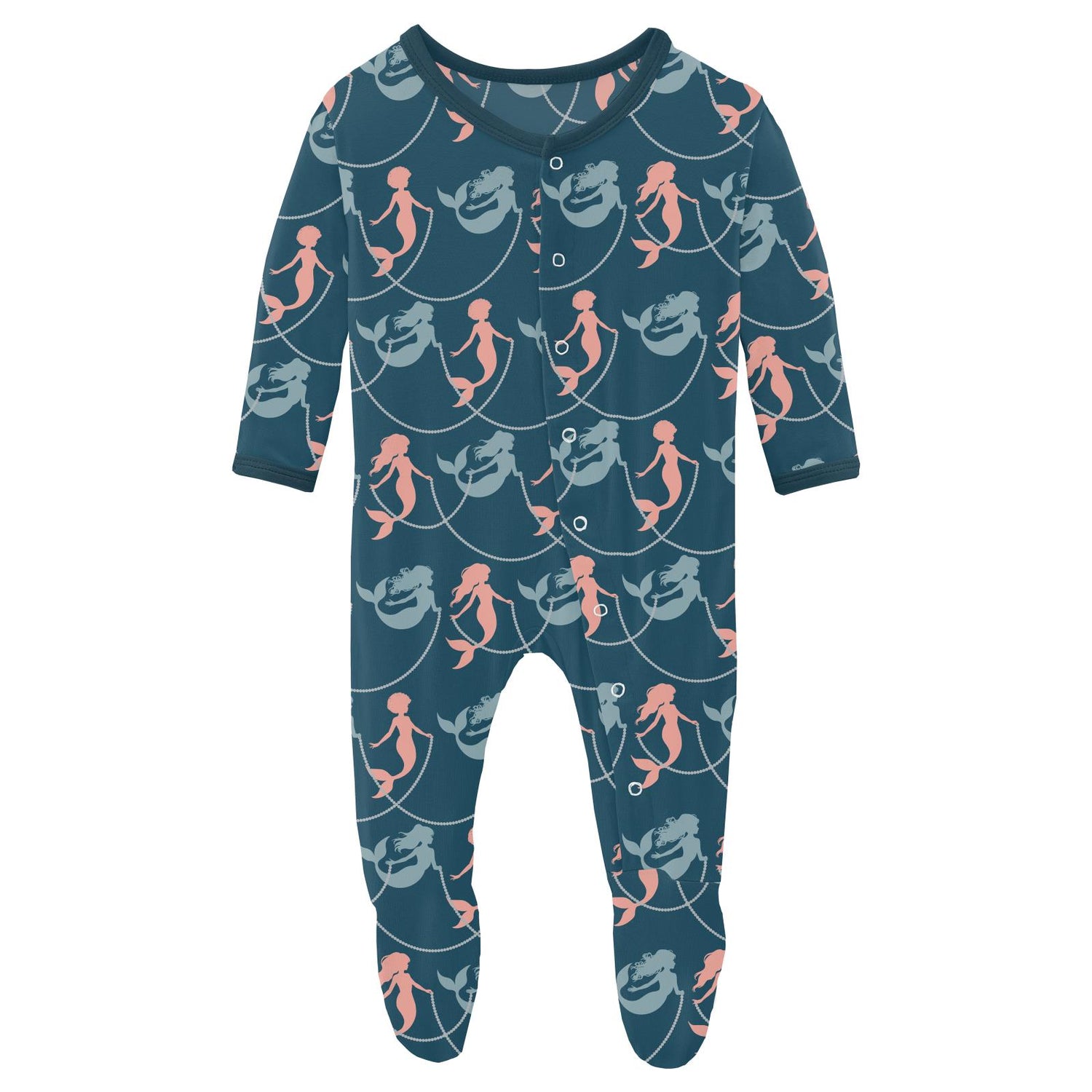 Print Footie with Snaps in Peacock Mermaids & Pearls