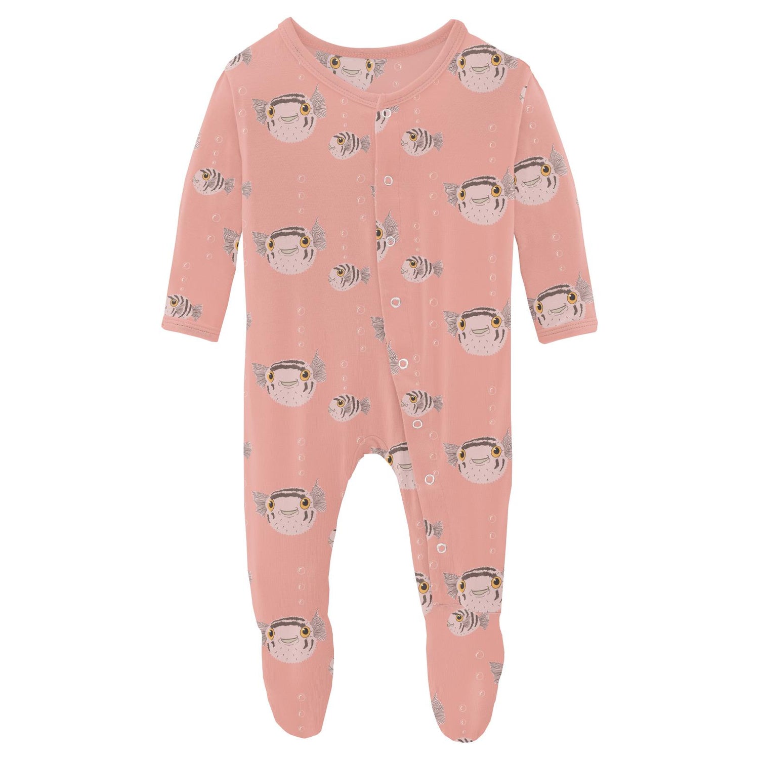 Print Footie with Snaps in Blush Puffer Family