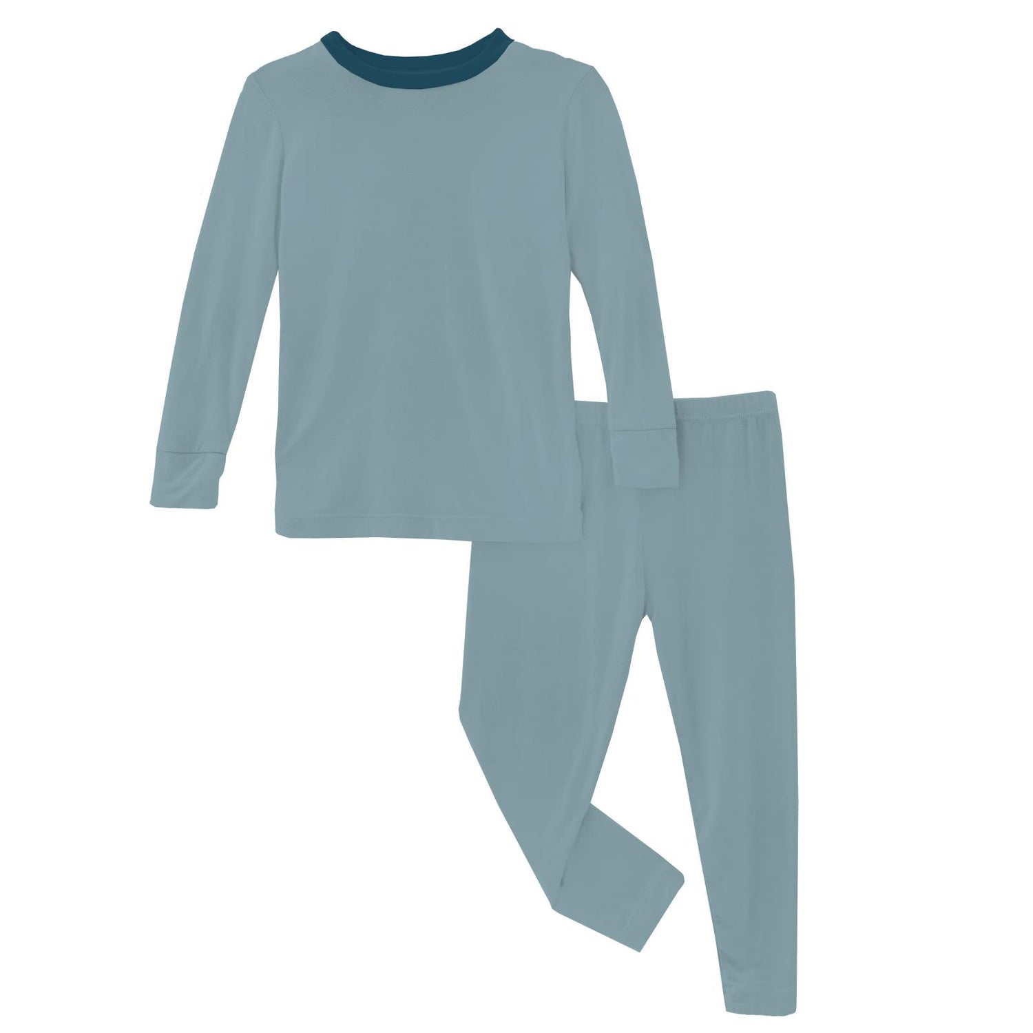 Long Sleeve Pajama Set in Stormy Sea with Peacock