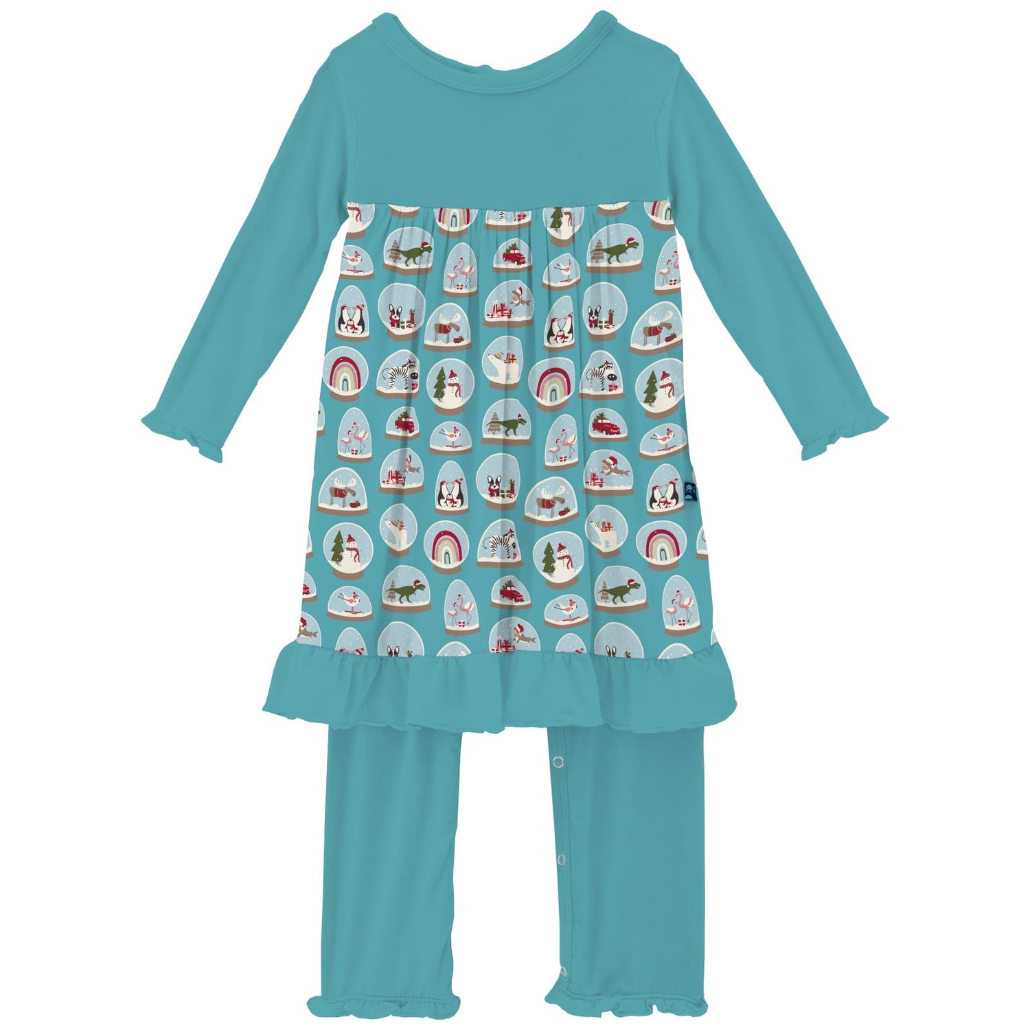 Print Long Sleeve Dress Romper in Glacier Snow Globes (342669)