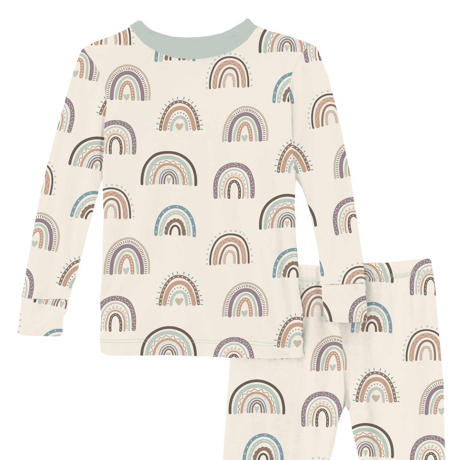 Print Long Sleeve Pajama Set in Earthy Rainbows (351956)