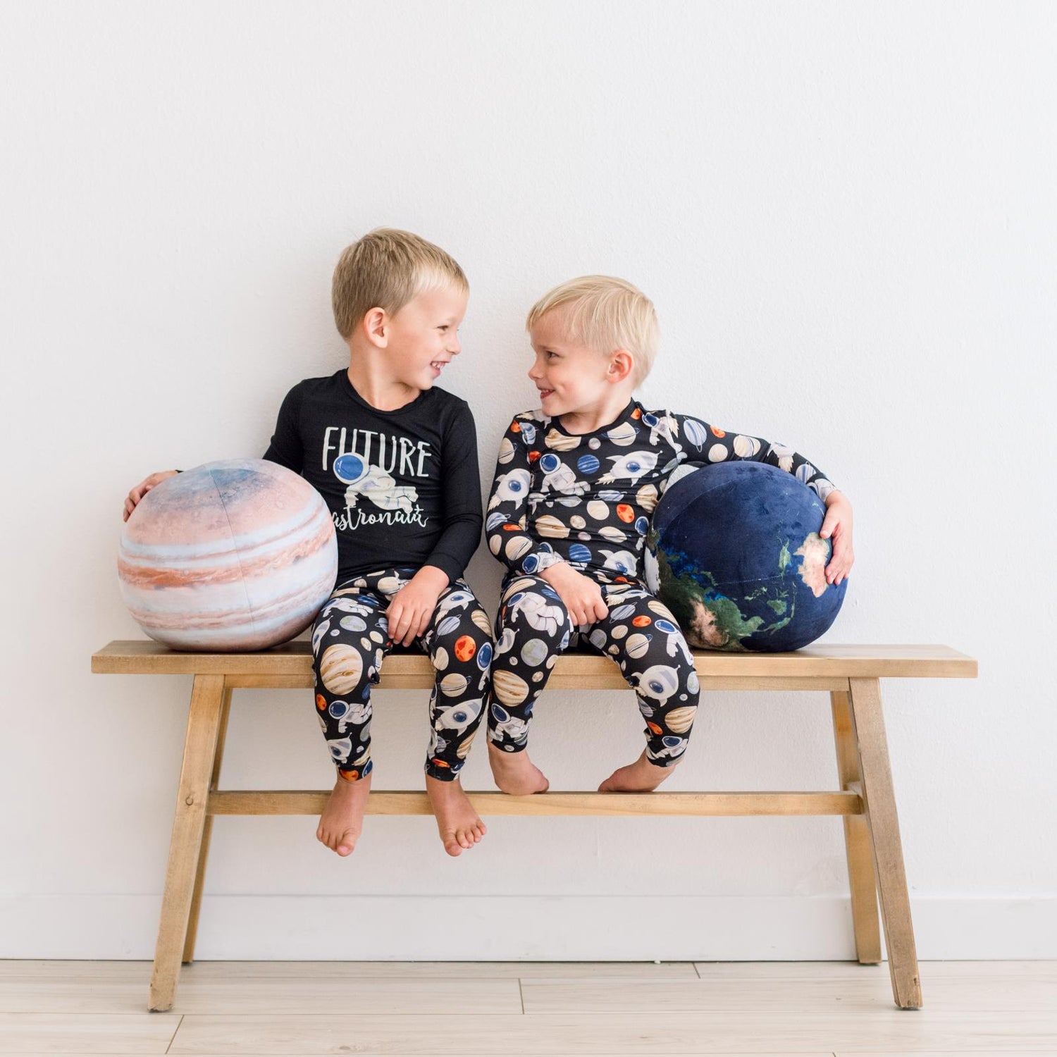 Long Sleeve Graphic Tee Pajama Set in Midnight Space Dream (351958)