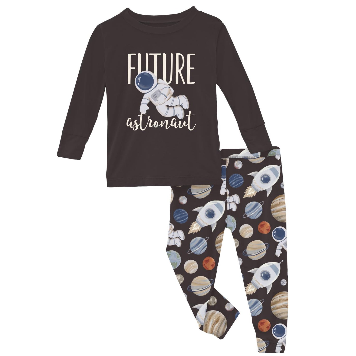 Long Sleeve Graphic Tee Pajama Set in Midnight Space Dream (351961)