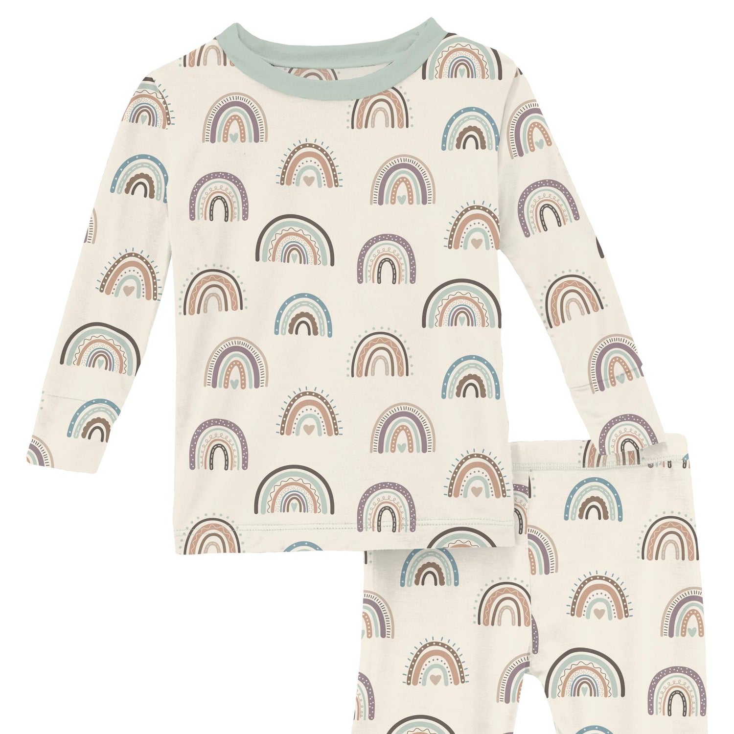 Print Long Sleeve Pajama Set in Earthy Rainbows (352011)