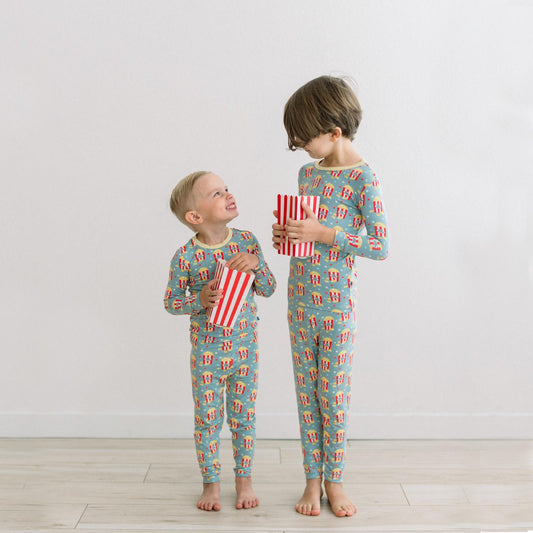 Print Long Sleeve Pajama Set in Stormy Sea Movie Night (352025)