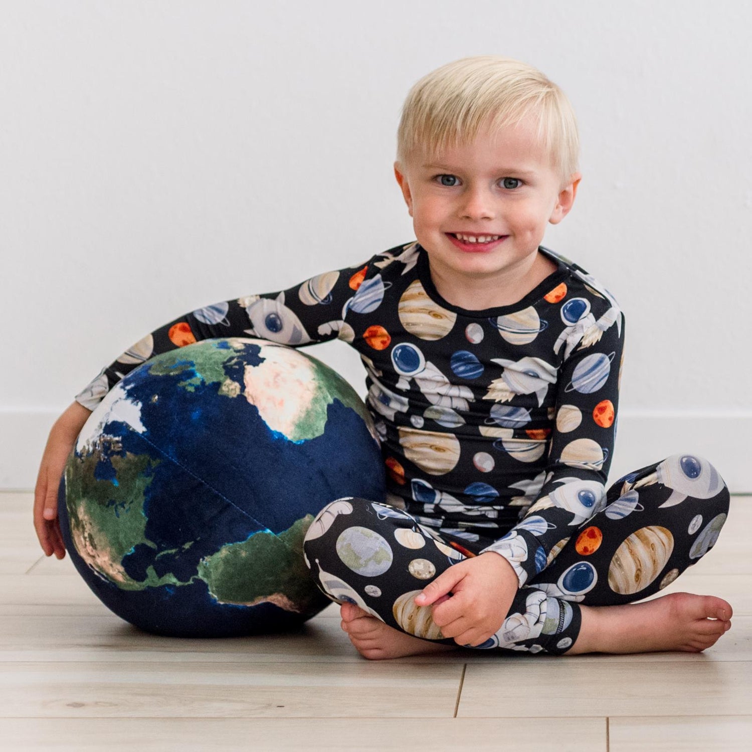 Print Long Sleeve Pajama Set in Midnight Space Dream (352021)