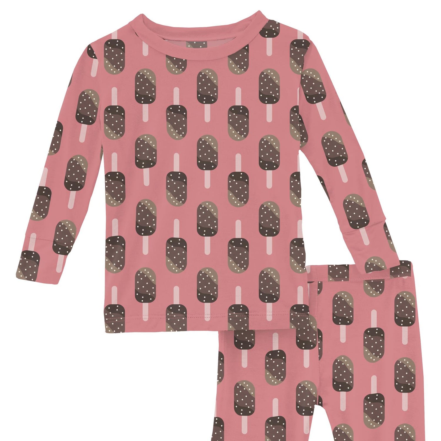 Print Long Sleeve Pajama Set in Desert Rose Ice Cream Bars (352055)