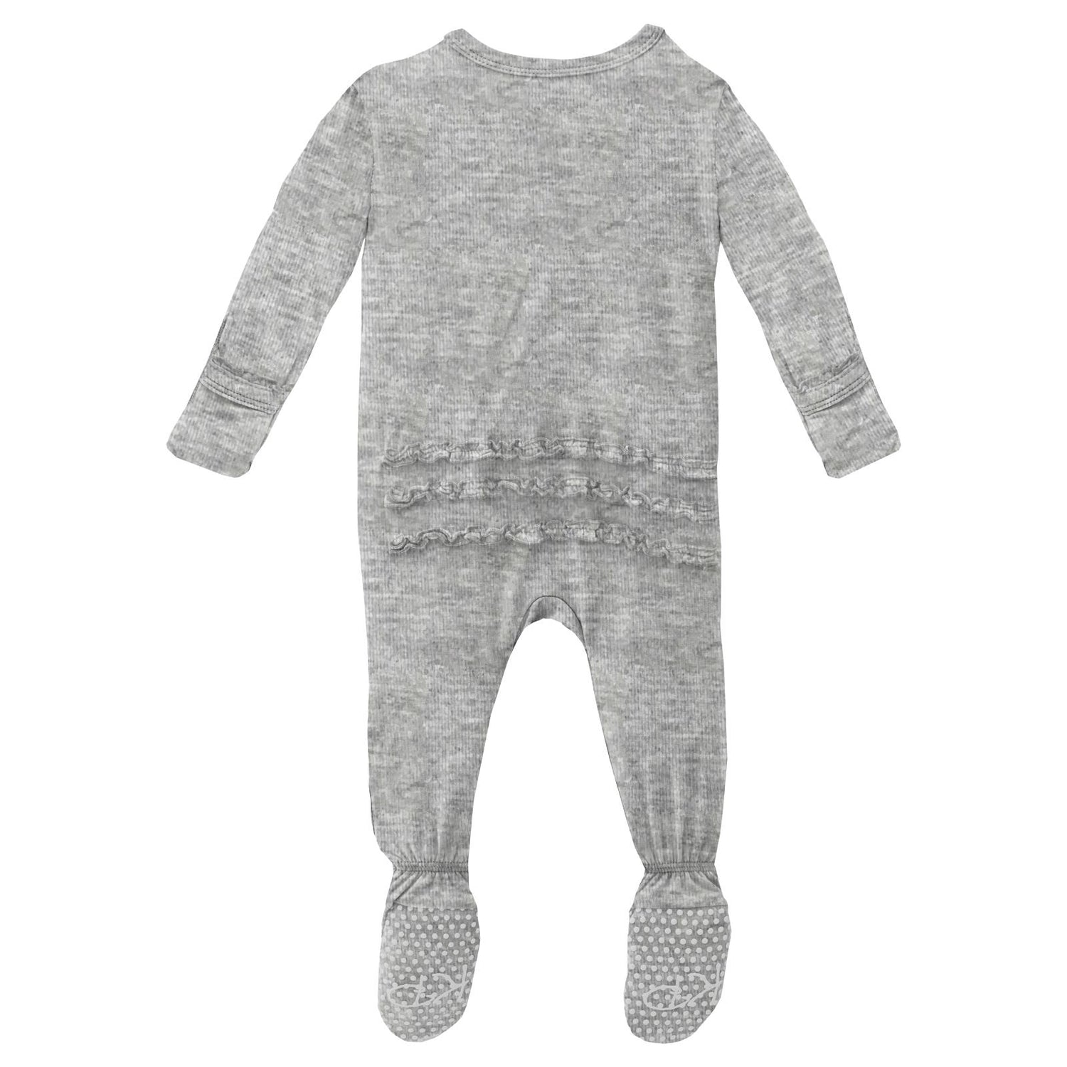 Muffin Ruffle Footie with Zipper in Heathered Mist (214951)