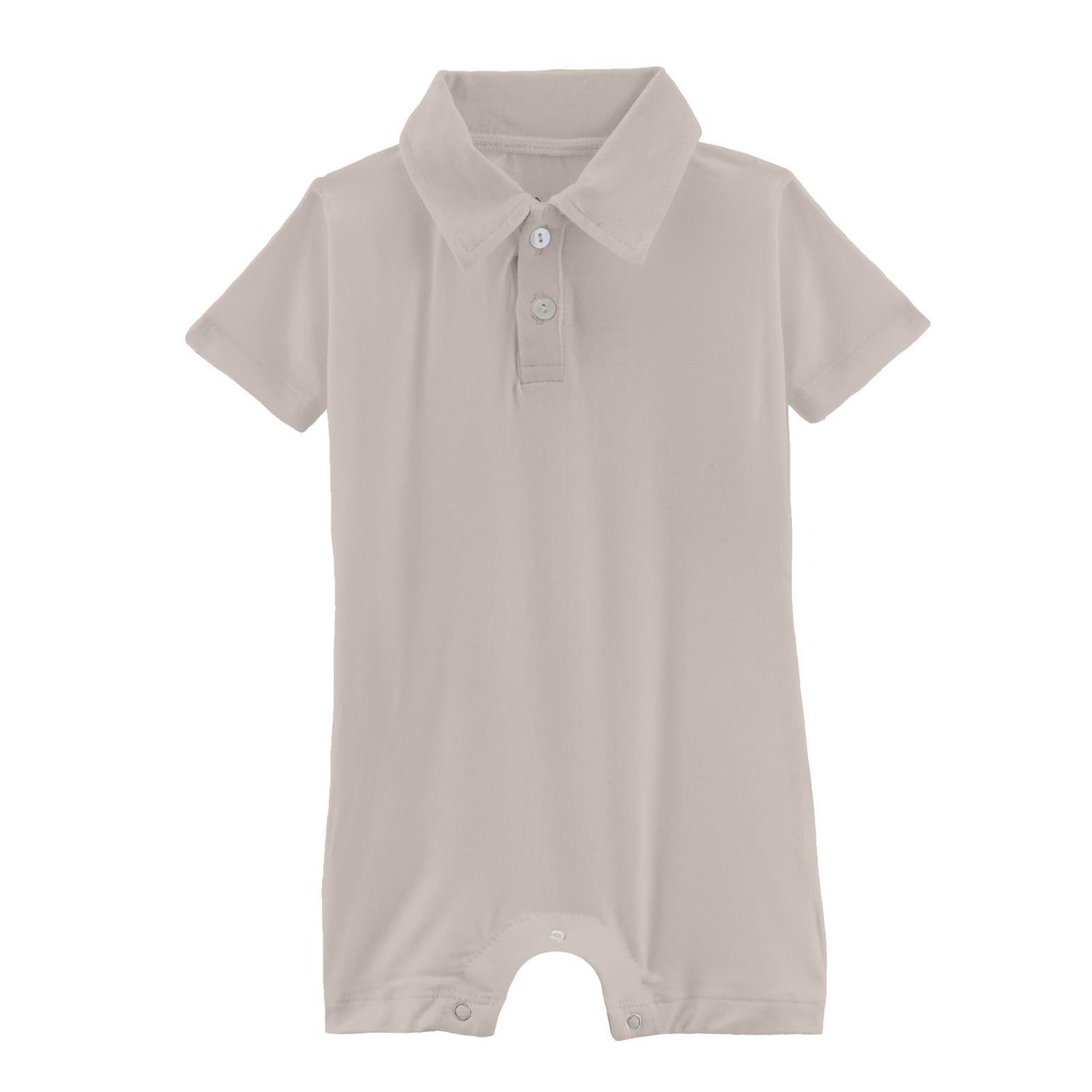 Short Sleeve Polo Romper in Latte (276079)