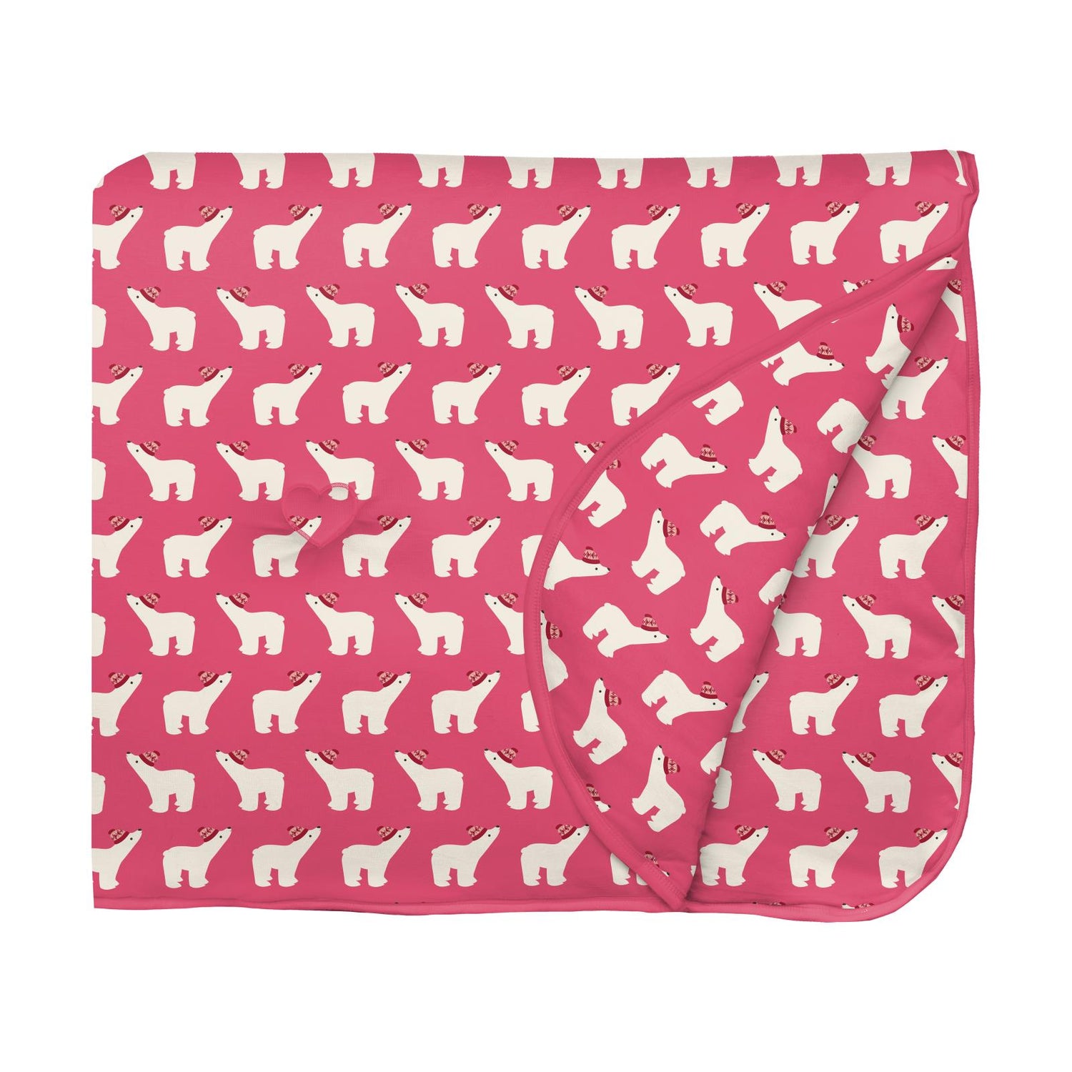 Print Fluffle Throw Blanket with Embroidery in Winter Rose Polar Bears