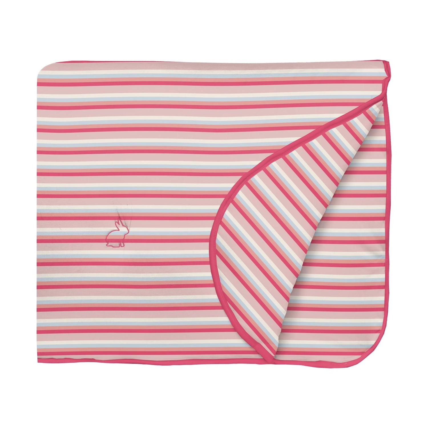 Print Fluffle Throw Blanket with Embroidery in Baby Rose Stripe