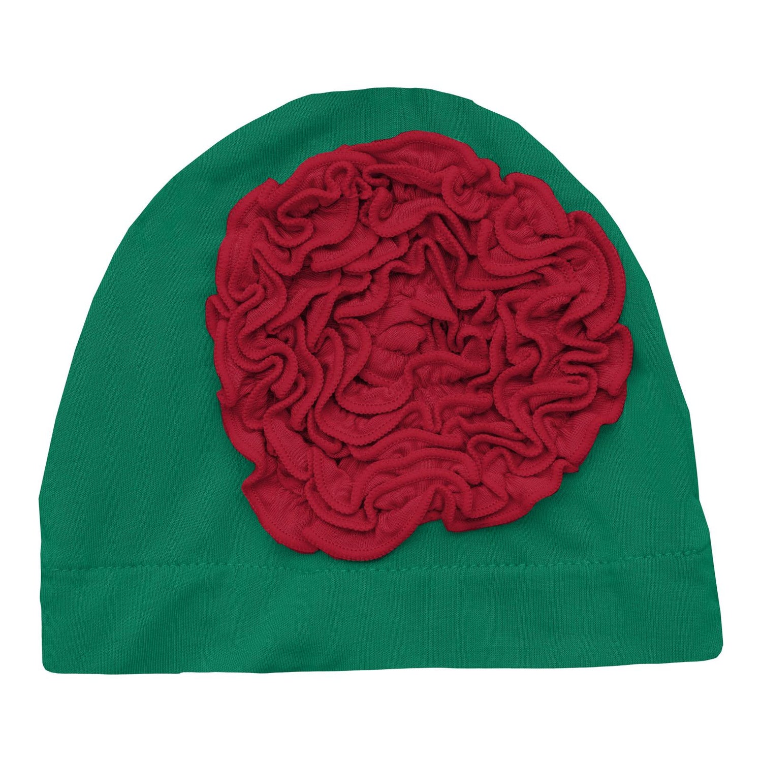 Ruffle Flower Hat in Leaf with Crimson (296904)