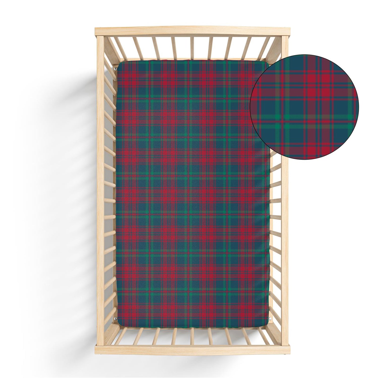 Print Grow with me Crib to Twin Fitted Sheet in Peacock Plaid