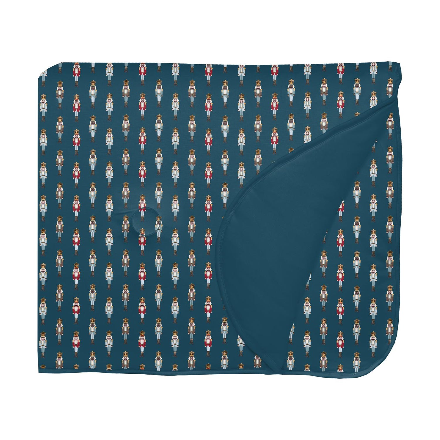 Print Fluffle Toddler Blanket with Embroidery in Peacock Nutcrackers