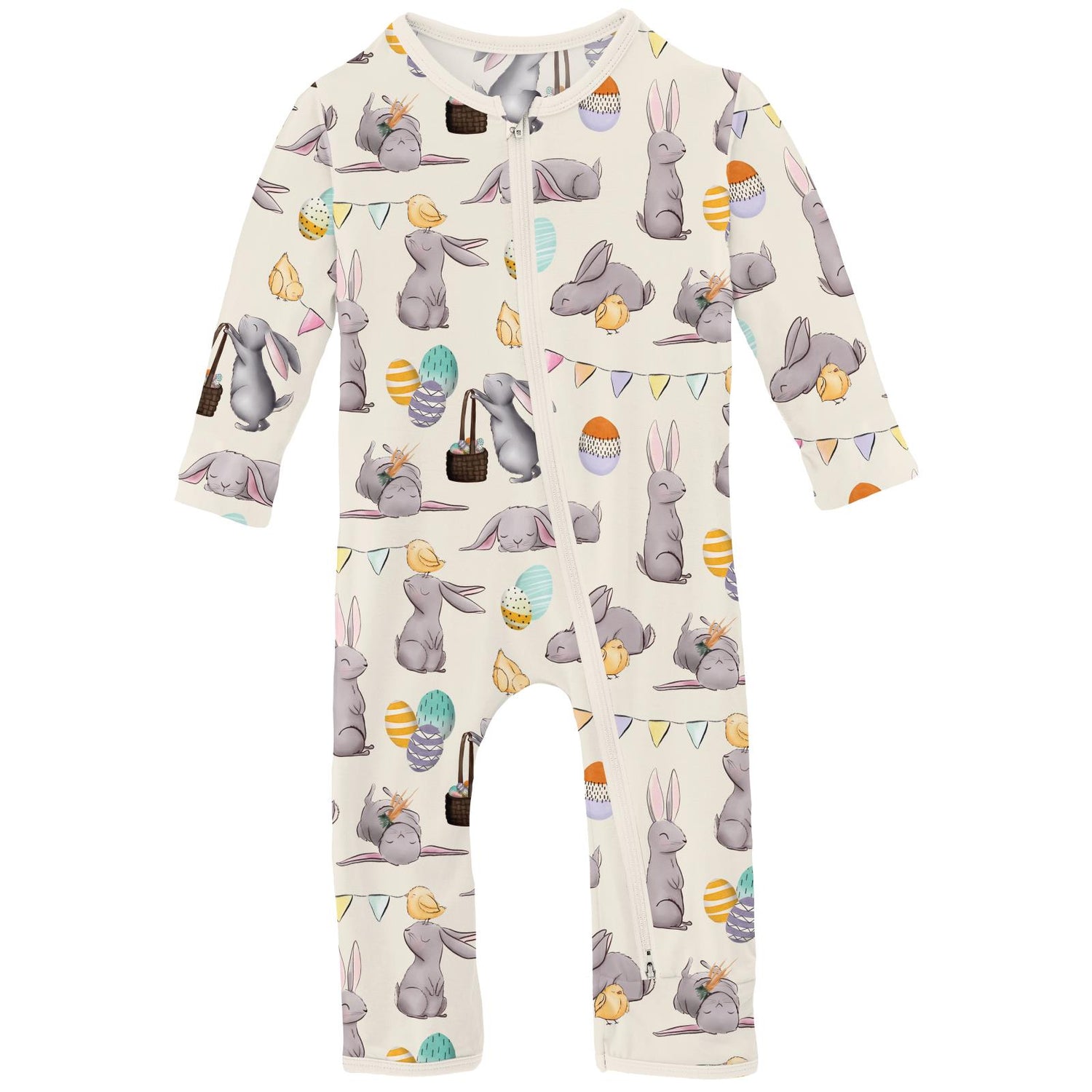 Print Coverall with 2 Way Zipper in Natural Egg Hunt (335142)