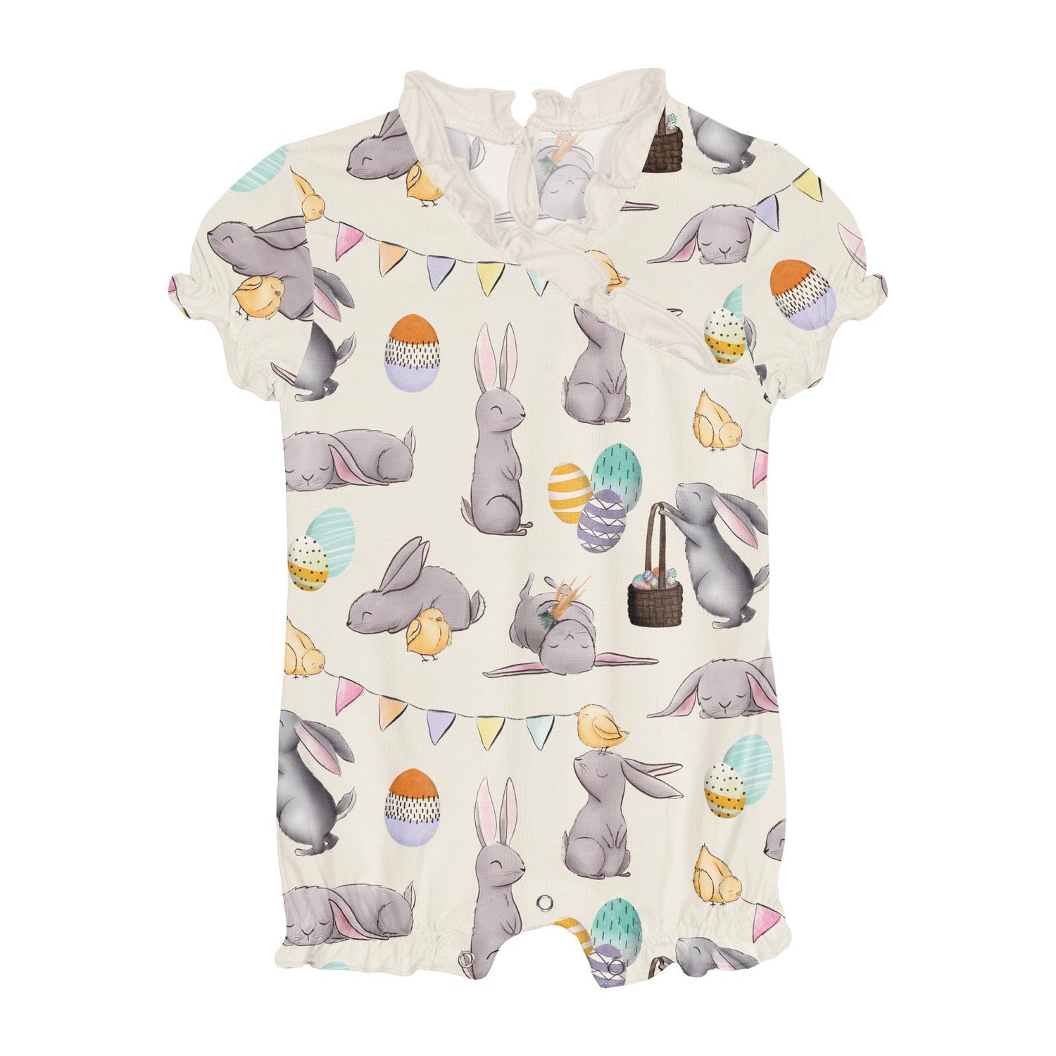 Print Ruffle Romper in Natural Egg Hunt (335143)