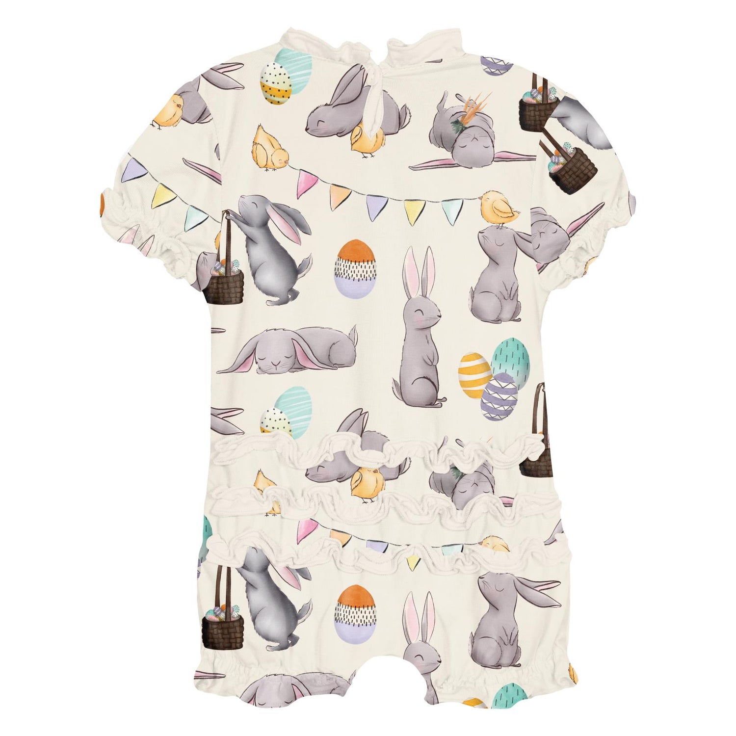 Print Ruffle Romper in Natural Egg Hunt (335140)