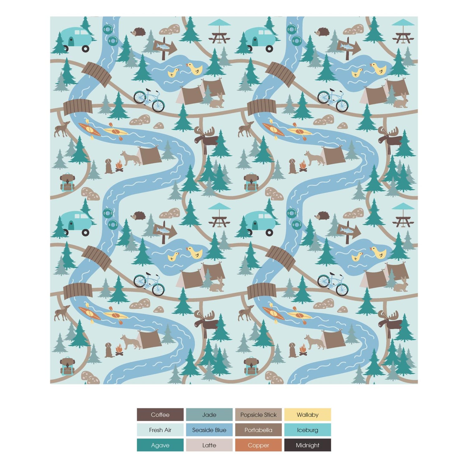 Print Boxer Brief Set of 3 in Natural Lake Life, Seaside Blue & Fresh Air Campground Map (318686)