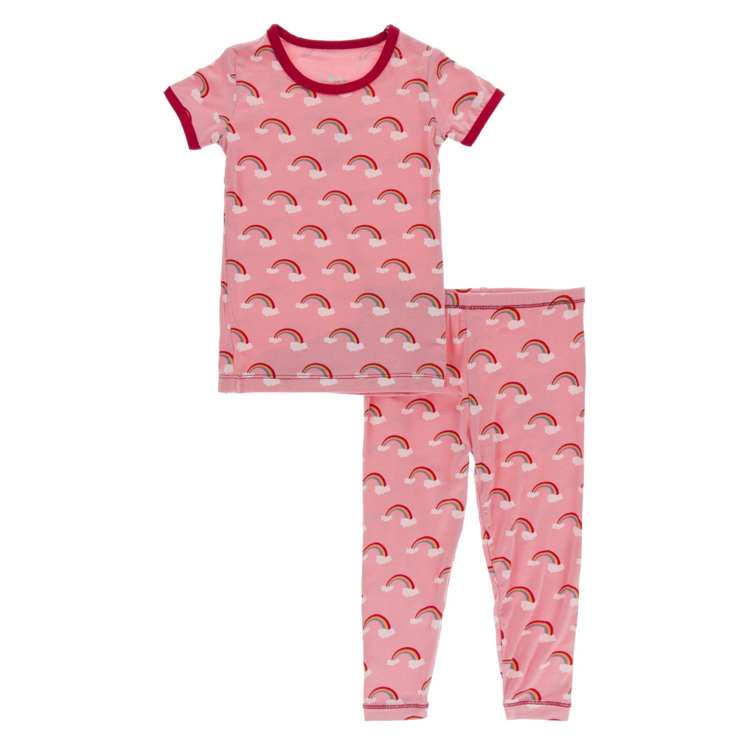 Print Short Sleeve Pajama Set in Strawberry Rainbows (223131)
