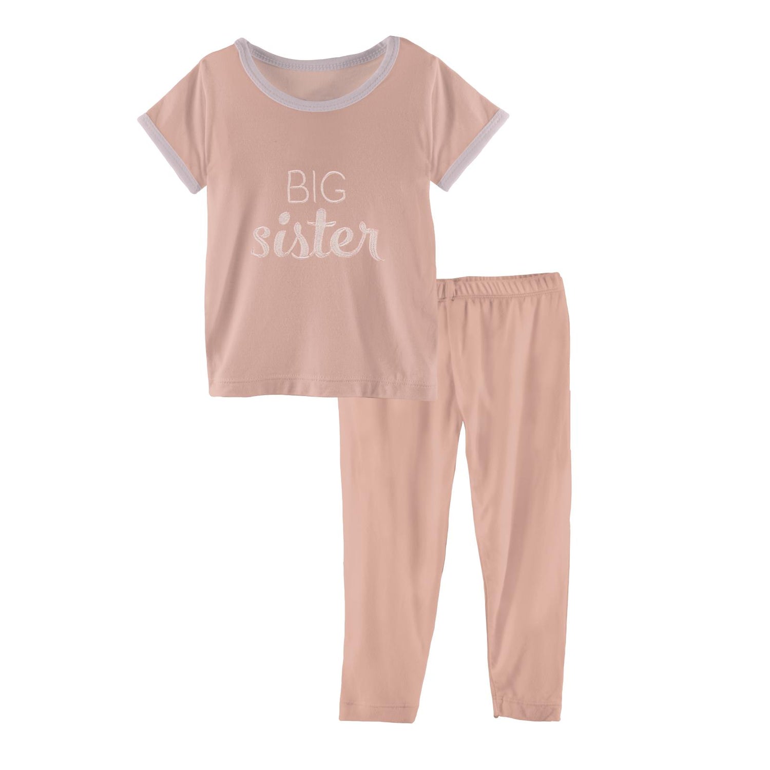 Holiday Short Sleeve Applique Pajama Set in Blush Big Sister (223157)