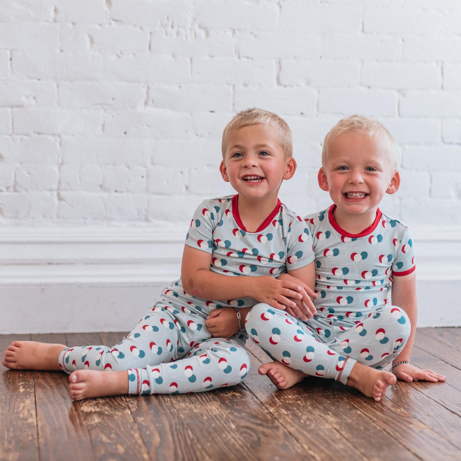 Print Short Sleeve Pajama Set in Spring Sky Birthday