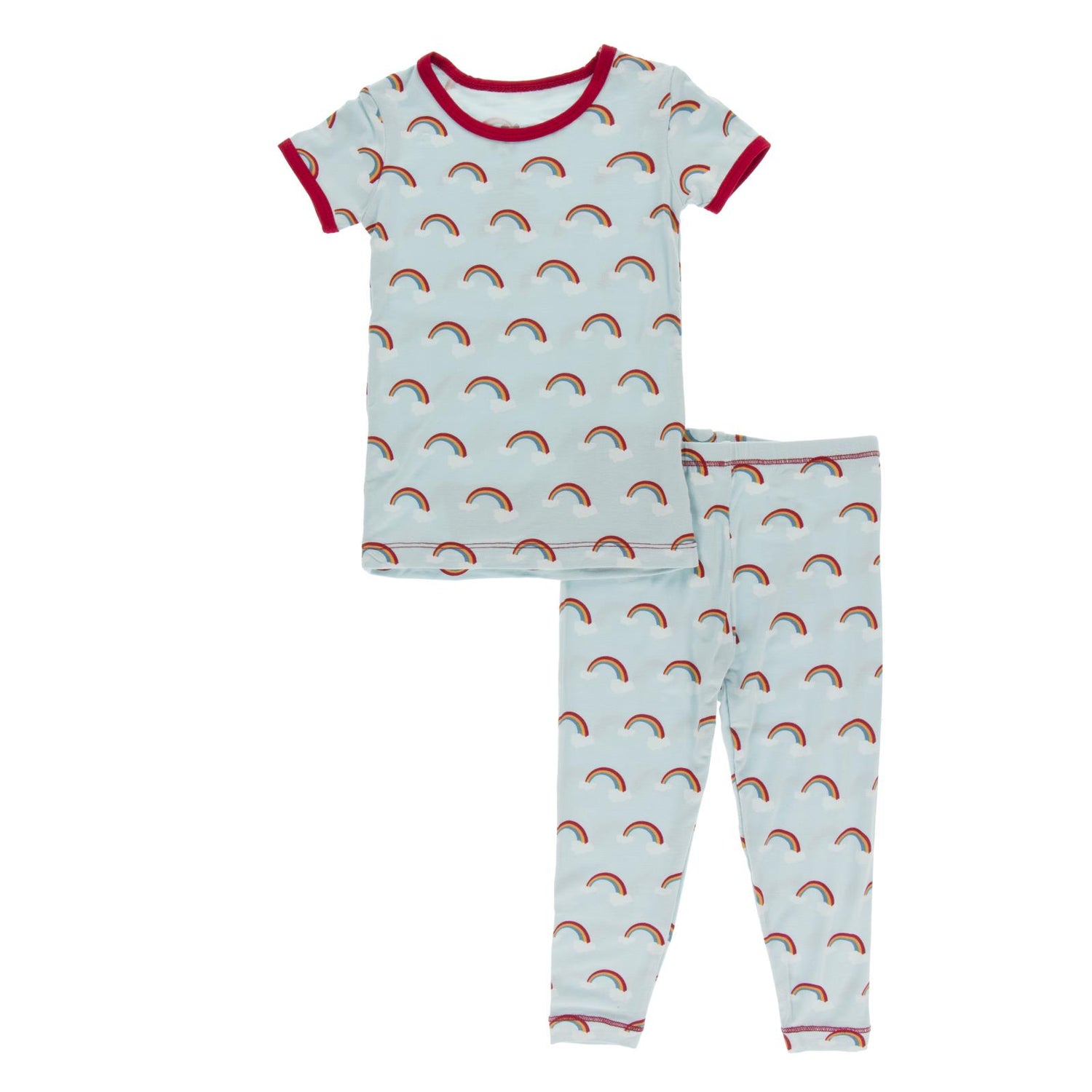 Print Short Sleeve Pajama Set in Spring Sky Rainbows (223253)