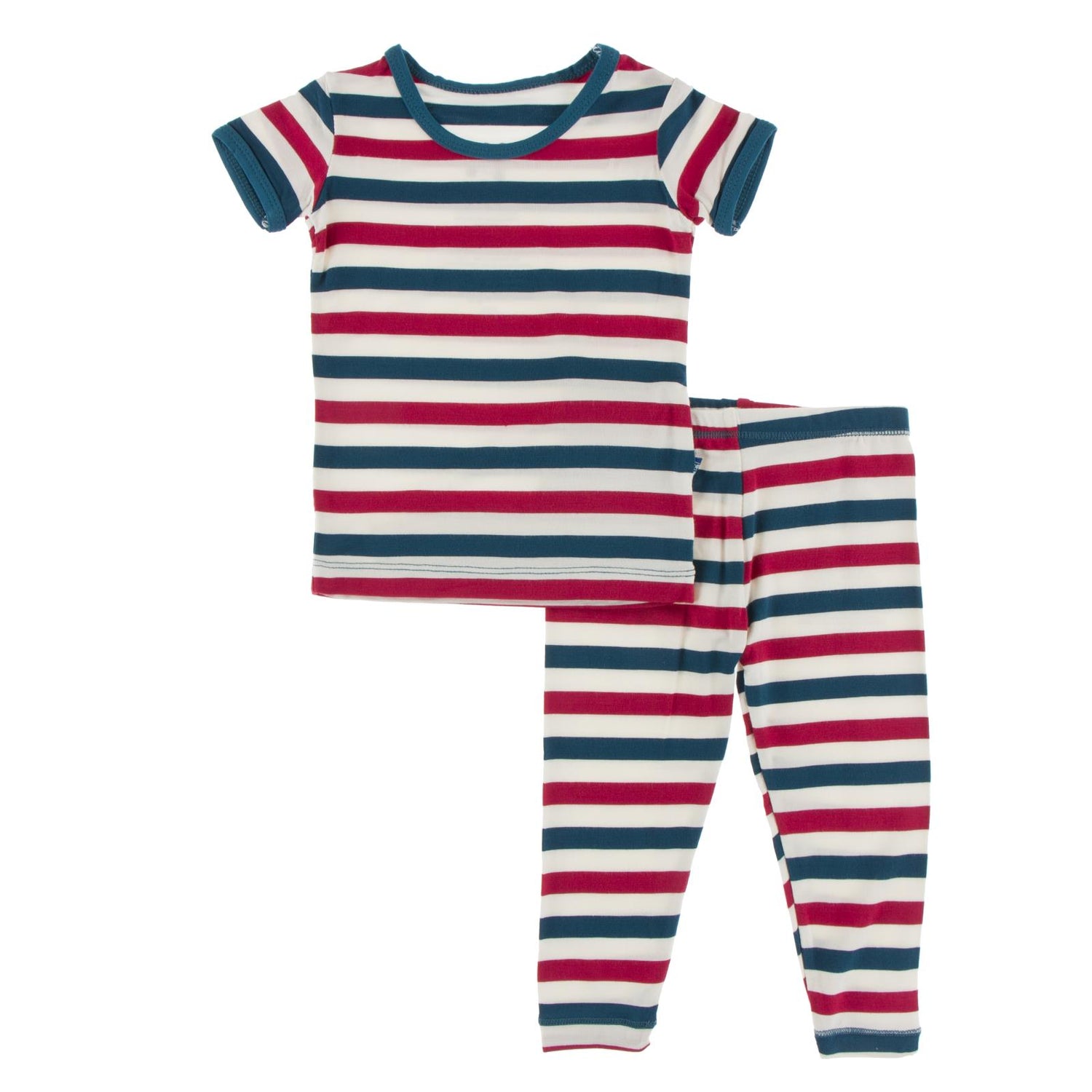 Print Short Sleeve Pajama Set in USA Stripe (223284)