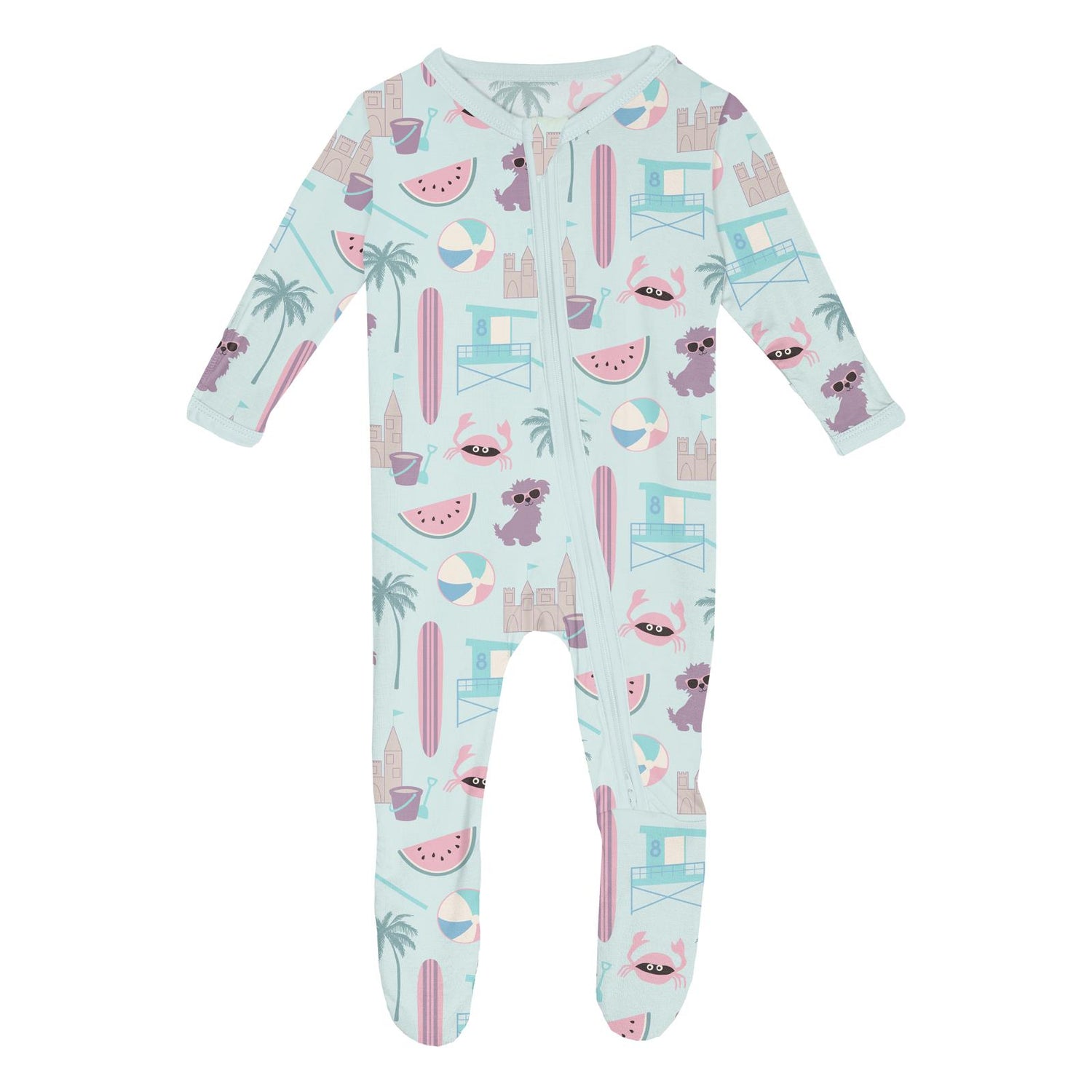 Print Footie with 2 Way Zipper in Fresh Air Beach Day (329348)