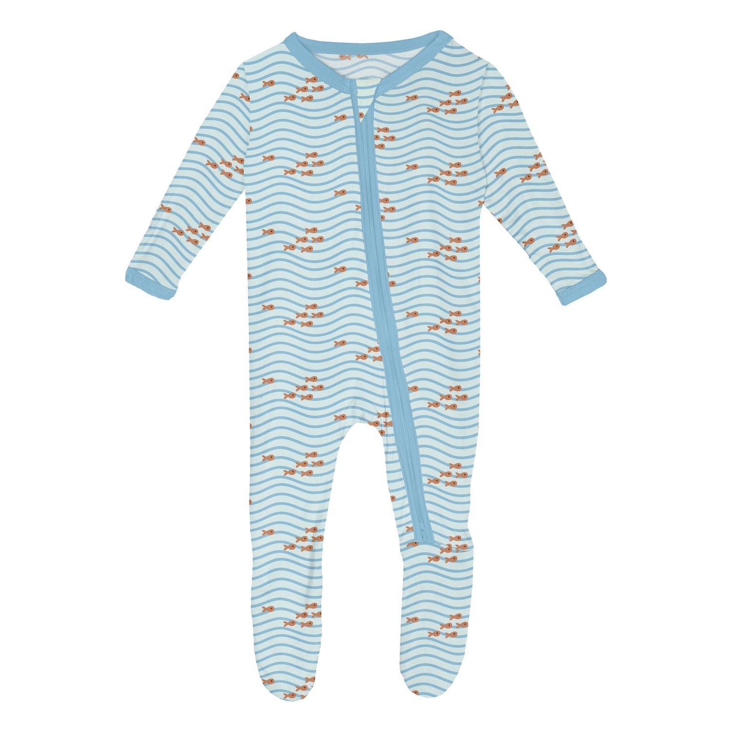 Print Footie with 2 Way Zipper in Fresh Air Little Fishy (329854)
