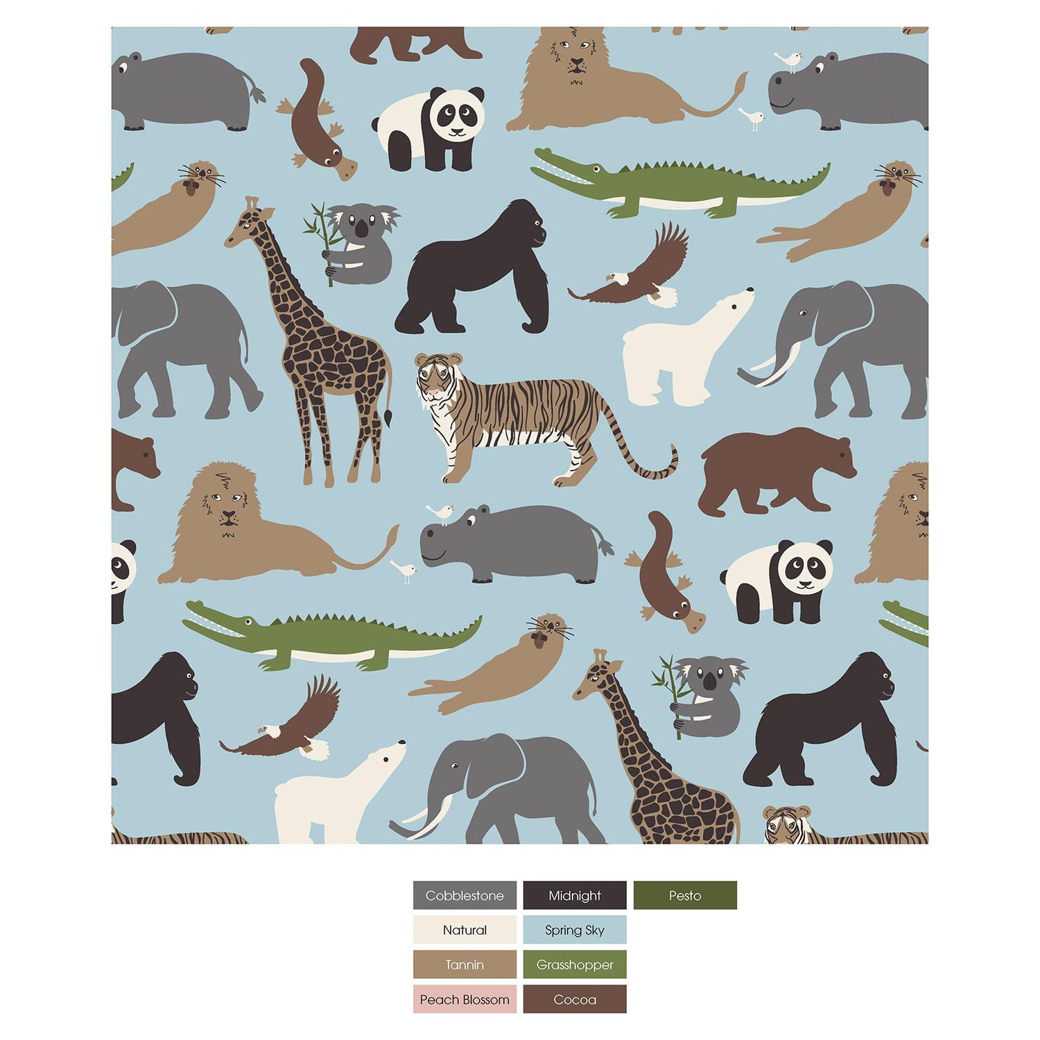 Print Footie with 2 Way Zipper in Spring Sky Zoo
