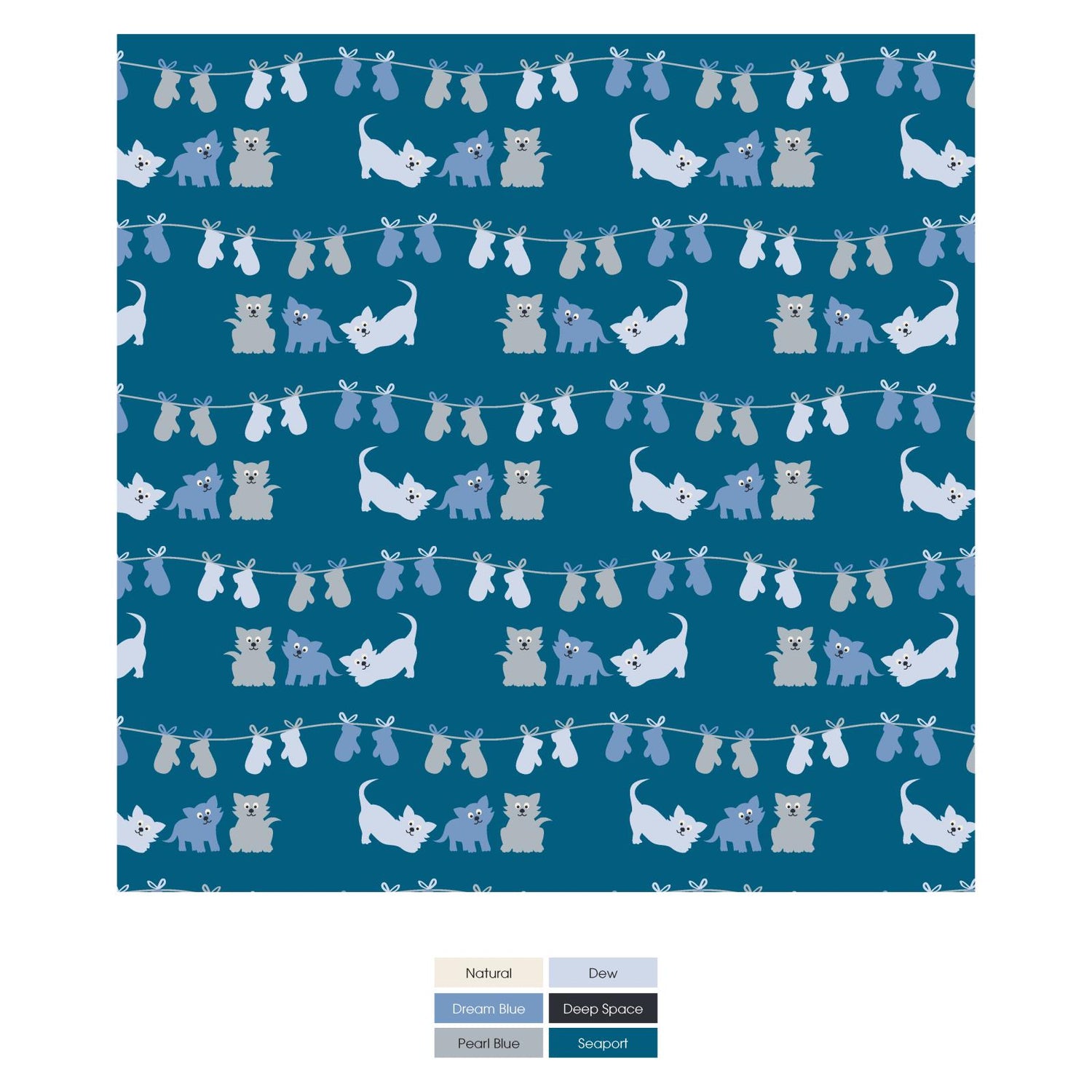 Print Bandana Bib Set of 3 in Little Boy Blue Stripe, Dew & Seaport 3 Little Kittens